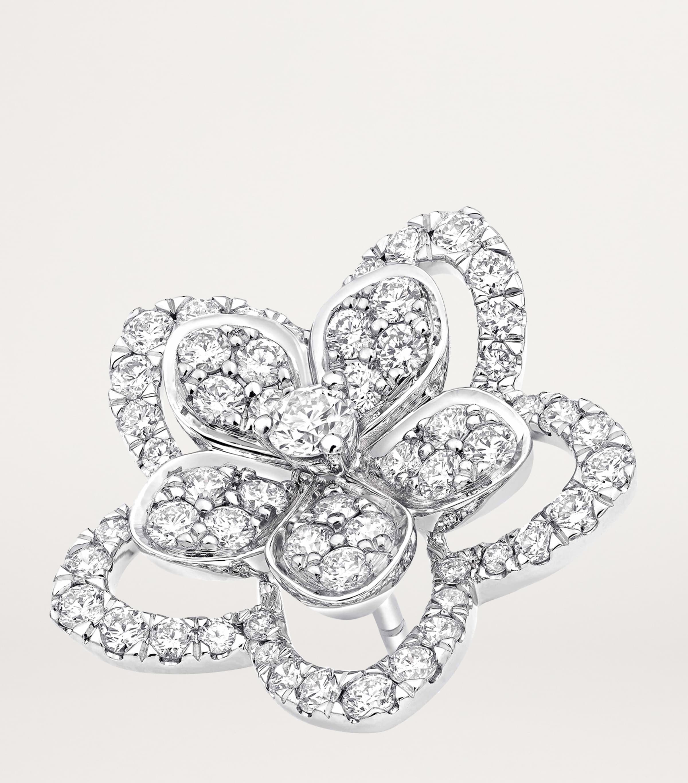 White Gold and Diamond Wild Flower Stud Earrings WHITE GOLD Image 4