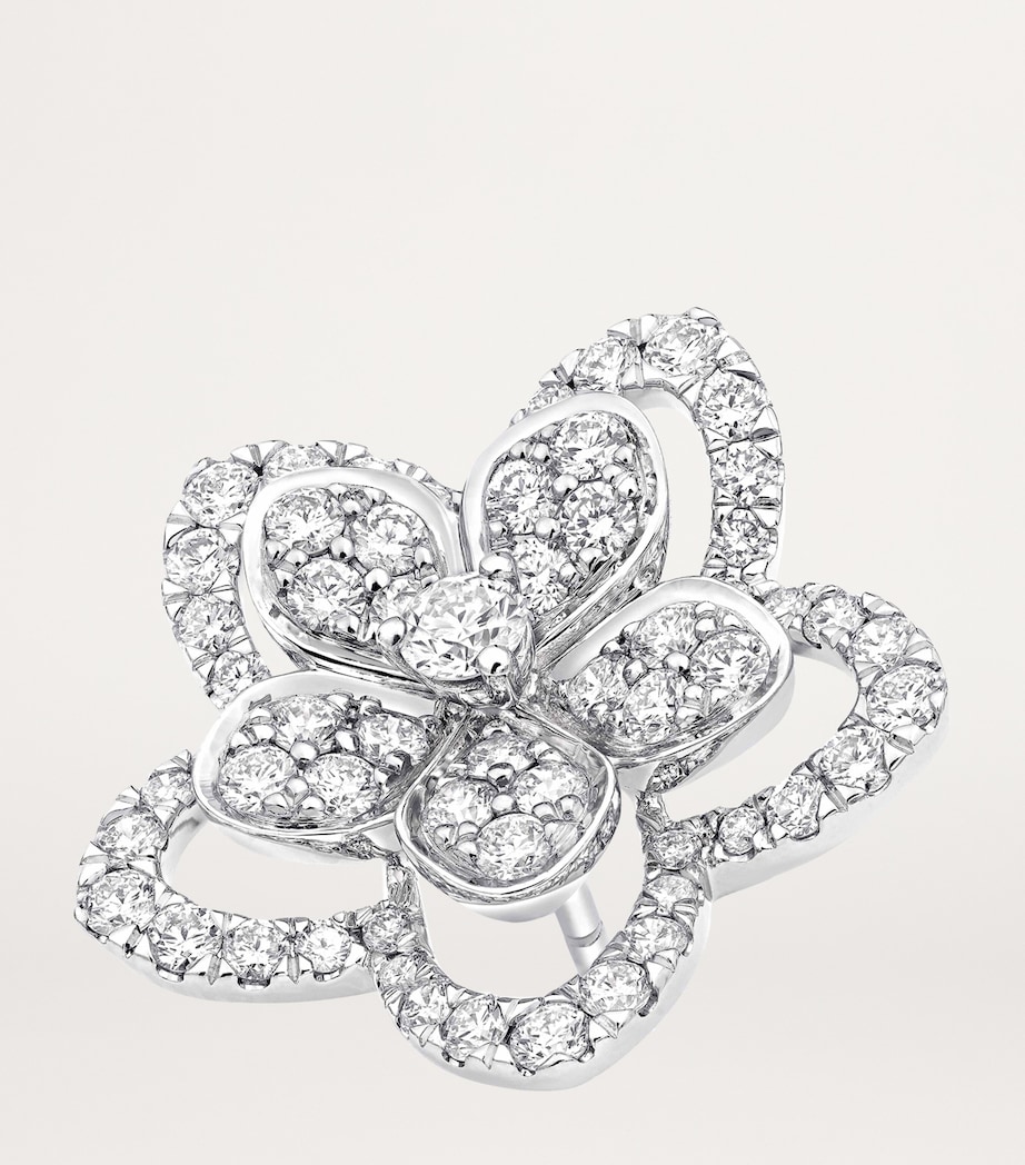 White Gold and Diamond Wild Flower Stud Earrings WHITE GOLD Image 4