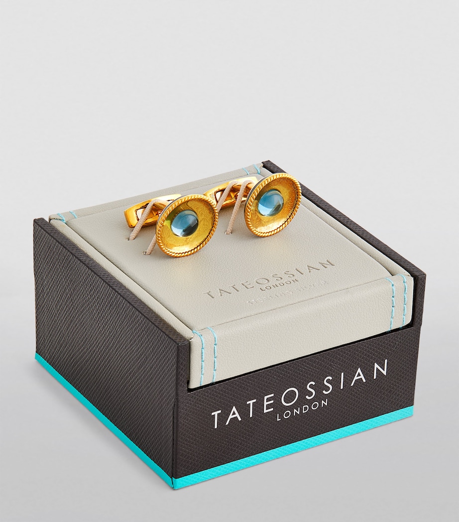 Gold-Plated Blue Topaz Cufflinks GOLD/ BLUE Image 3