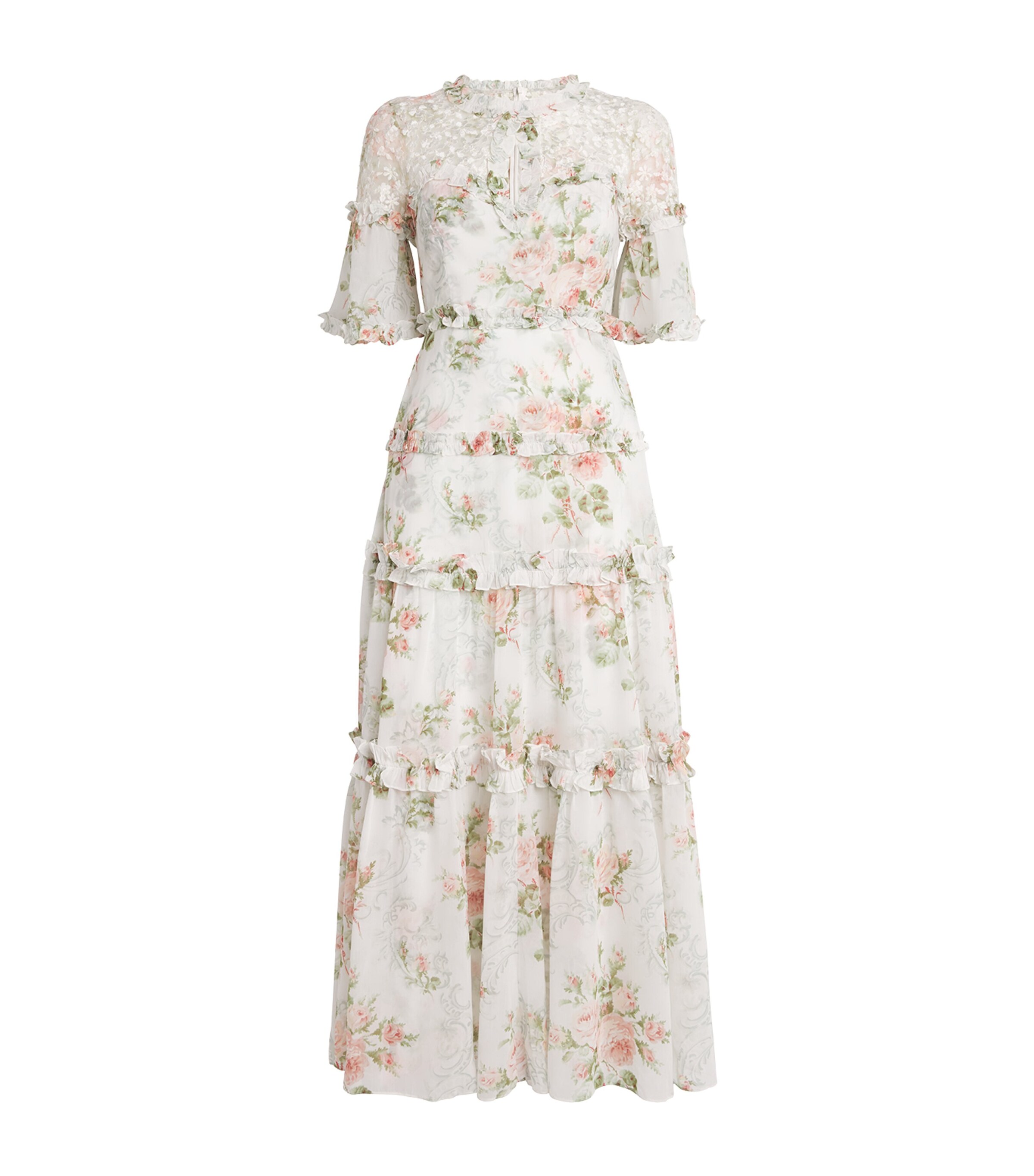 Needle & Thread Chiffon Madame Rose Carla Maxi Dress | Partywear | Womens | Dresses | Women Clothing | Maxi Dresses | Party Dresses | Designers | Needle Thread