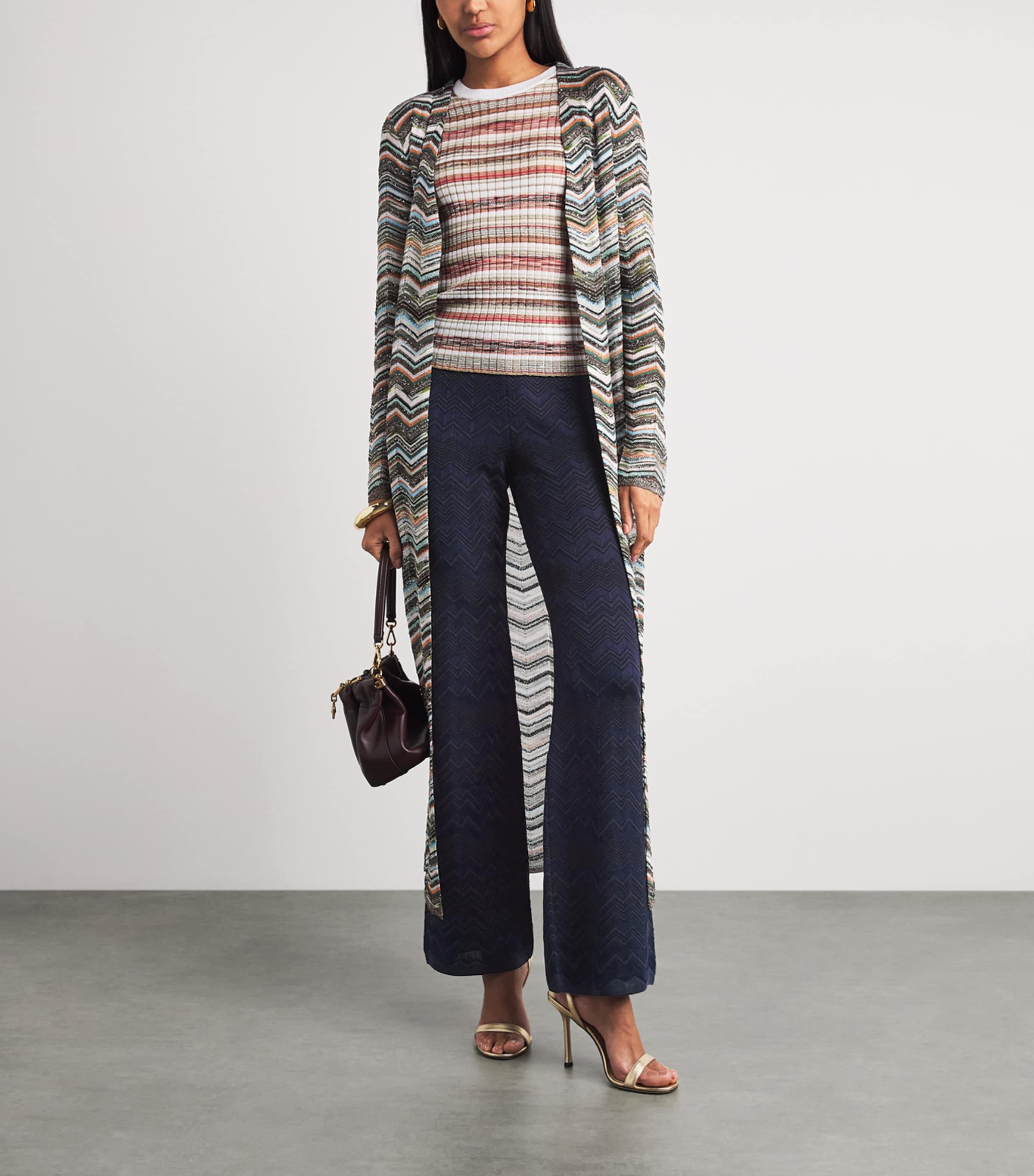 Missoni Womens Zigzag Jacquard Straight Trousers Navy Blue Image 2