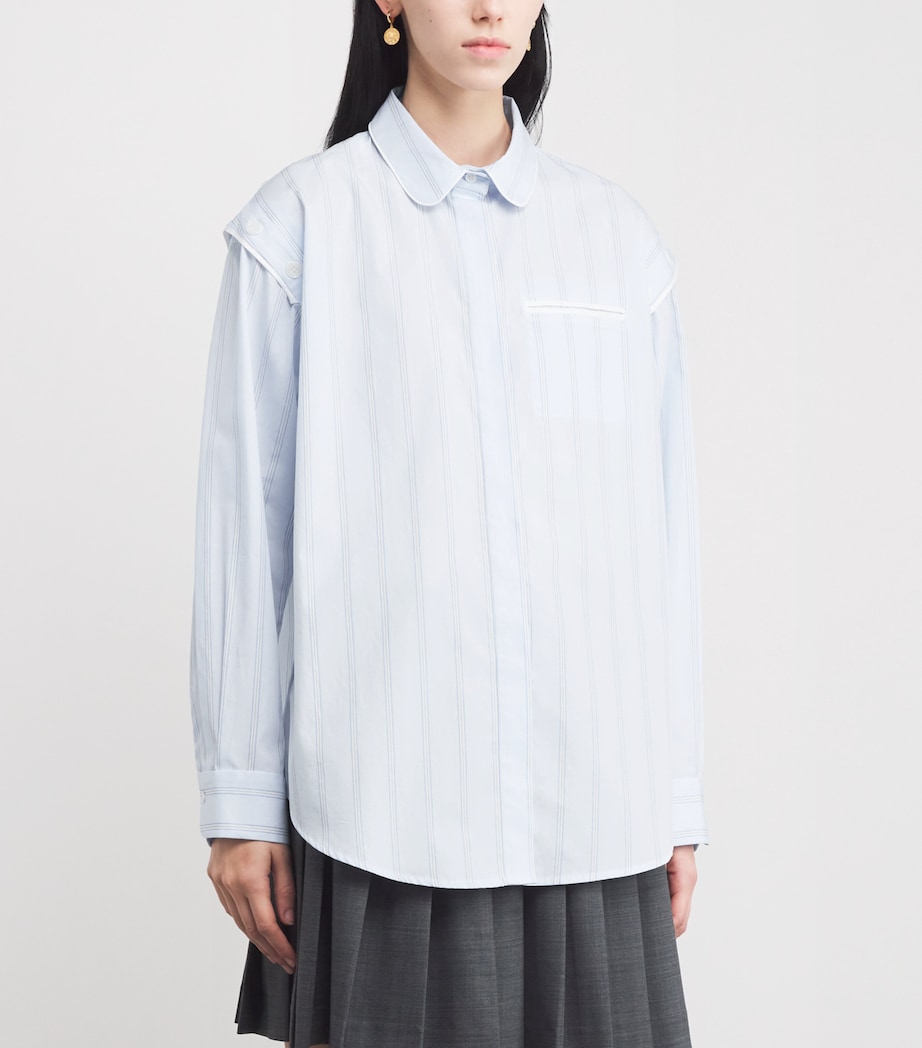 Cotton Buttoned-Shoulder Shirt SKY BLUE Image 3