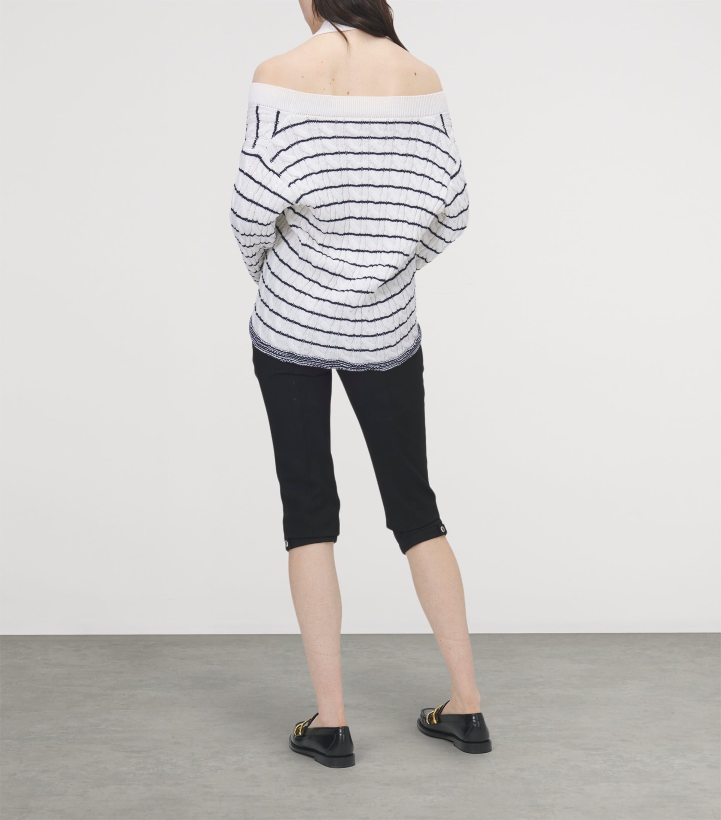 McQueen Womens Striped Off-the-Shoulder Cardigan Image 3