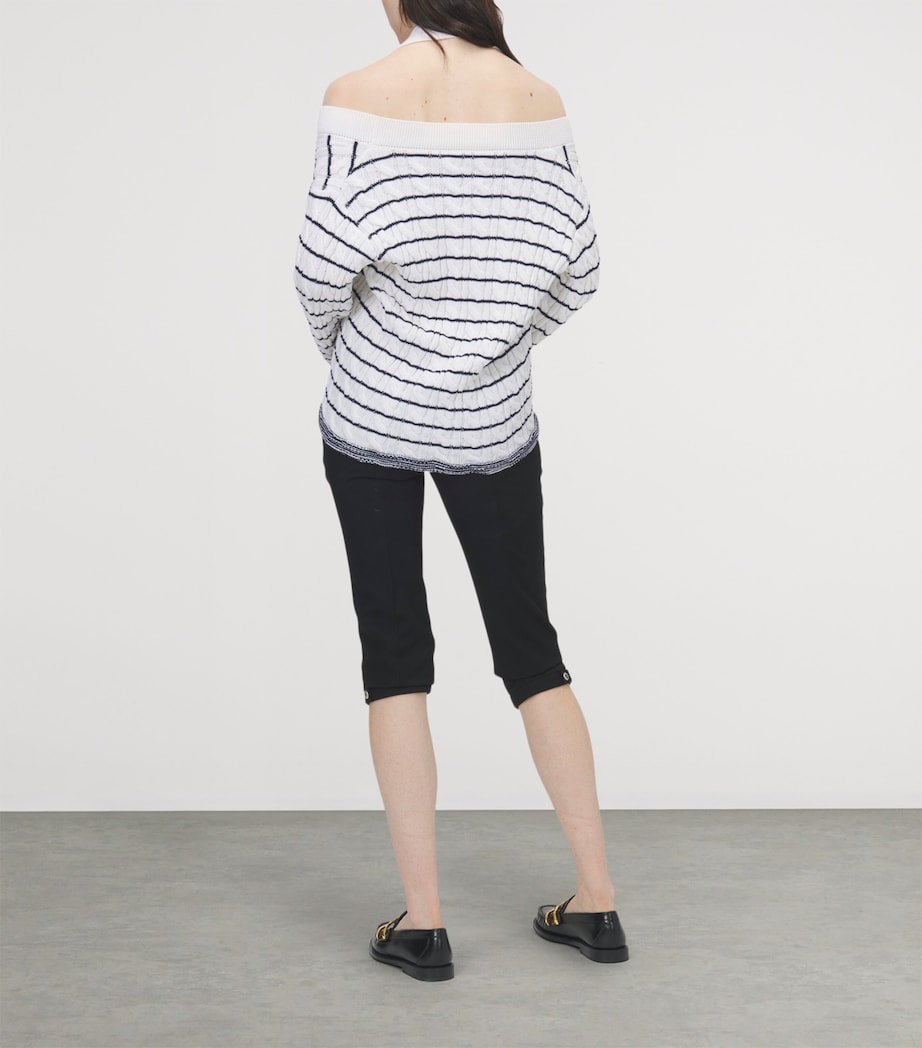 McQueen Womens Striped Off-the-Shoulder Cardigan Image 3