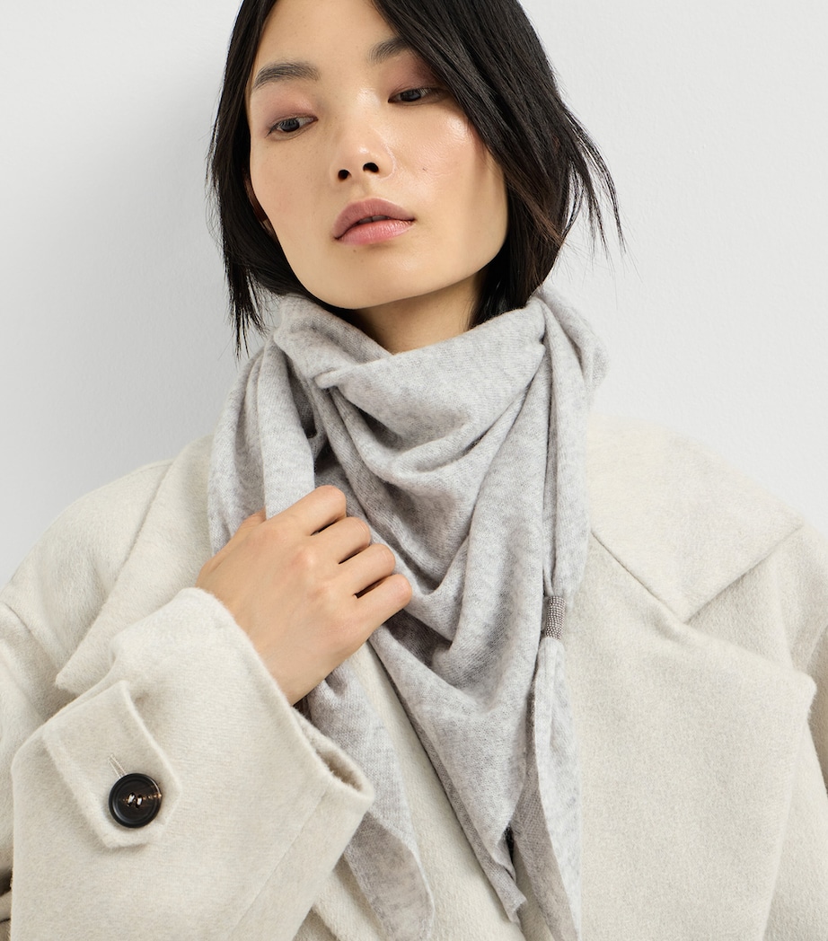 Brunello Cucinelli Womens Cashmere Scarf Grey Image 3