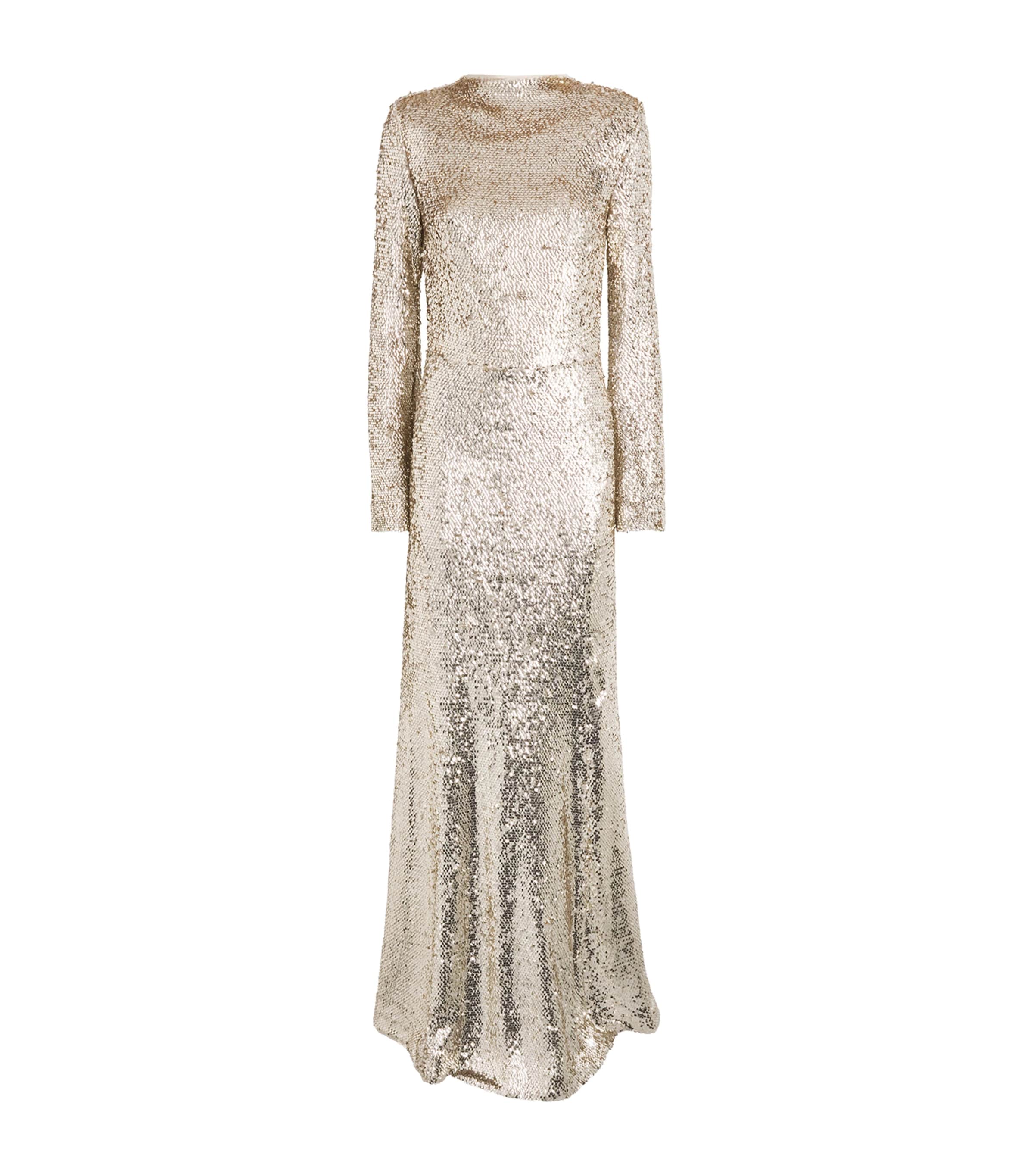Simkhai Gold Sequinned Beatrice Gown | Harrods MU
