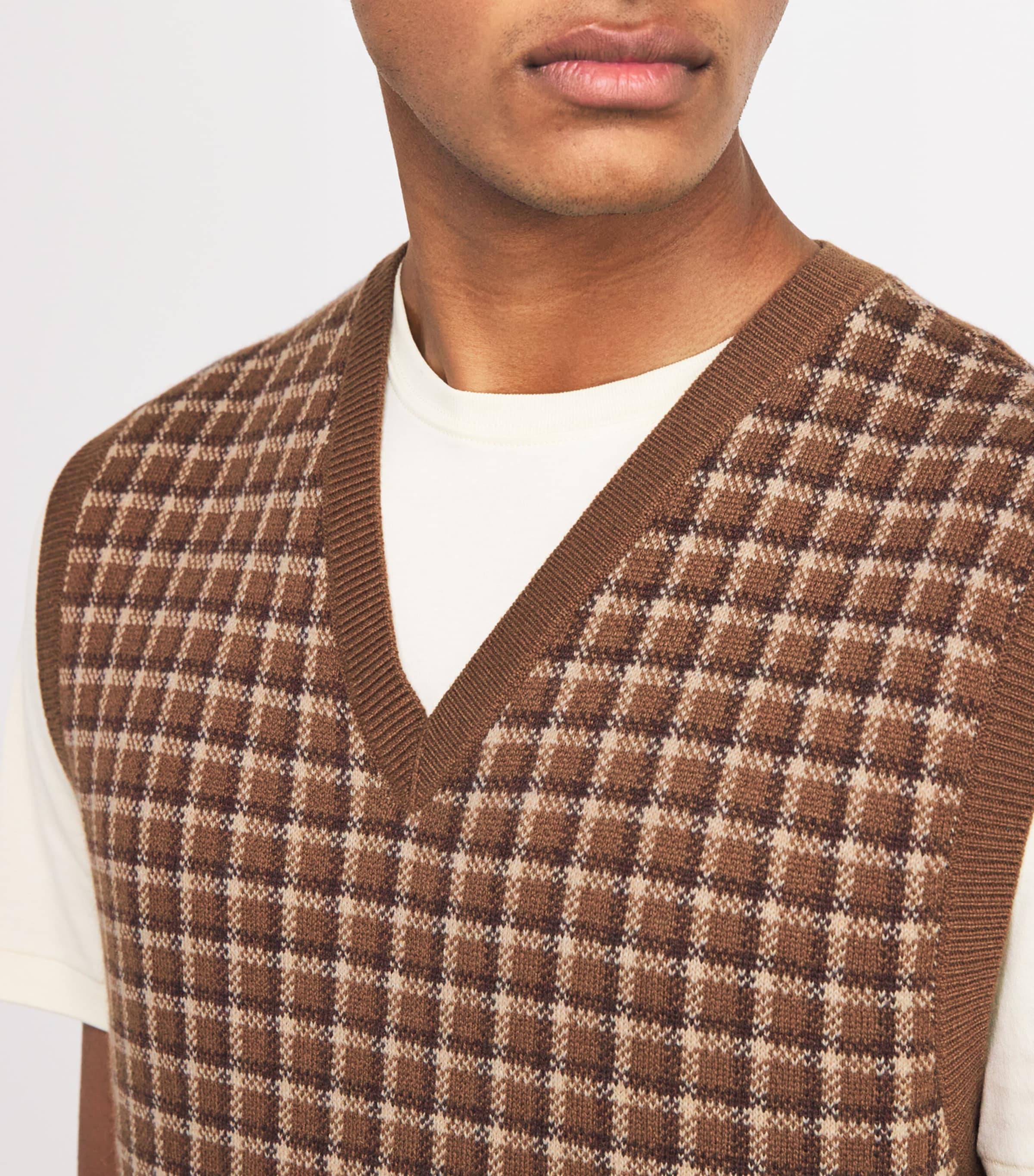 Ralph Lauren Purple Label Mens Cashmere Check Sweater Vest Brown Multi Image 6