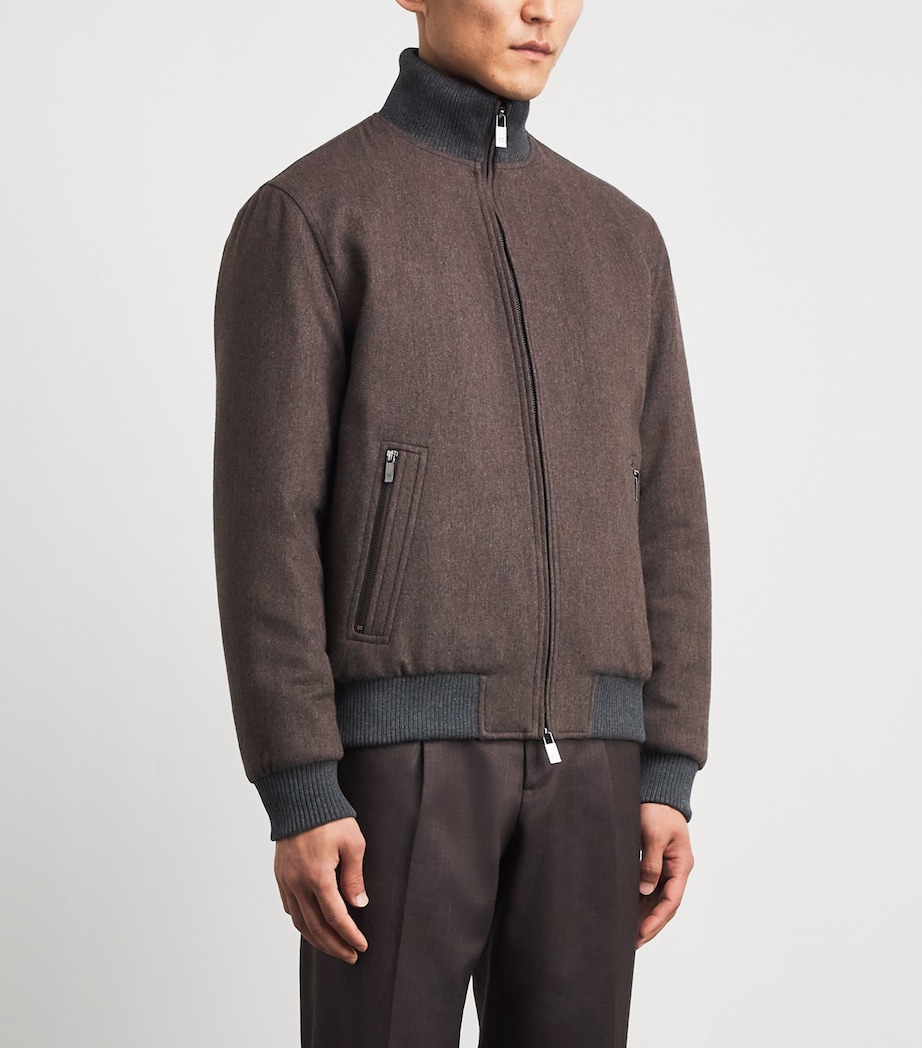 Pal Zileri Mens Wool-Blend Padded Bomber Jacket Brown Image 4
