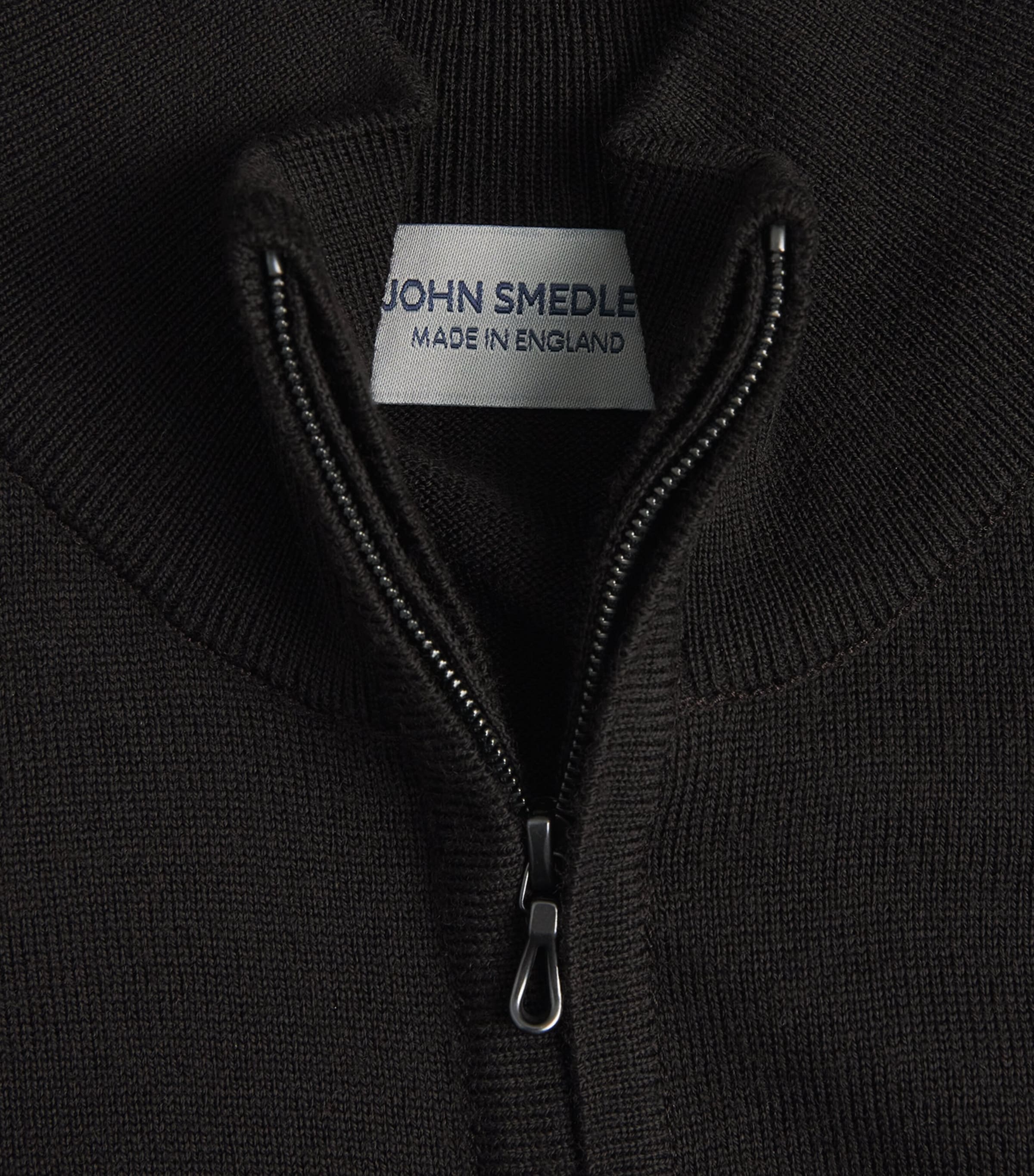 John Smedley Mens Merino Wool Tapton Quarter-Zip Sweater Faulkner Brown Image 6