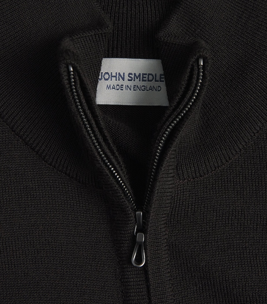 John Smedley Mens Merino Wool Tapton Quarter-Zip Sweater Faulkner Brown Image 6