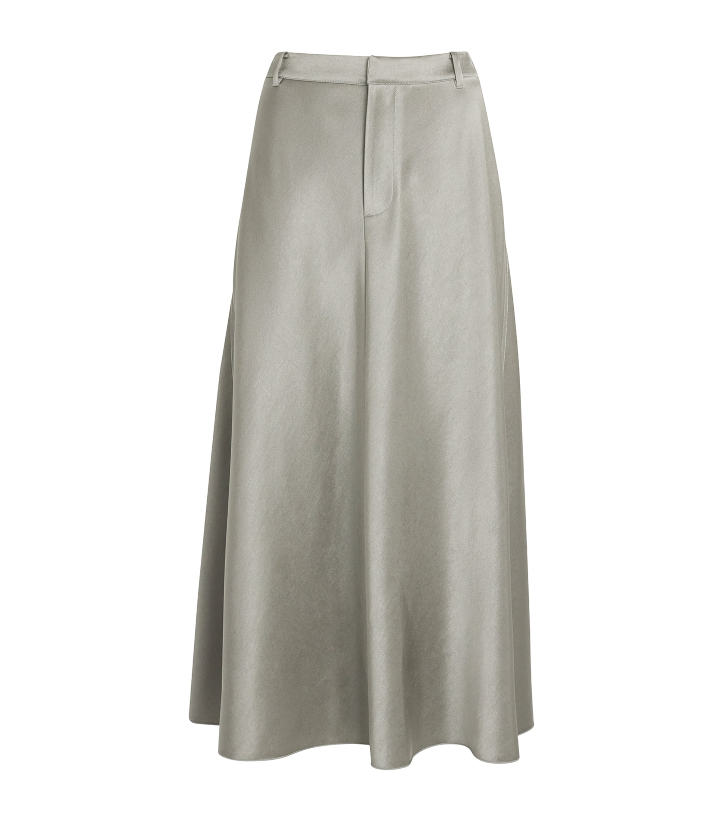Shop Vince Satin A-line Midi Skirt In Green