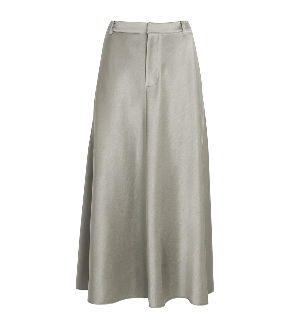 Satin A-Line Midi Skirt 380SMK SMOKY MOSS Image 1