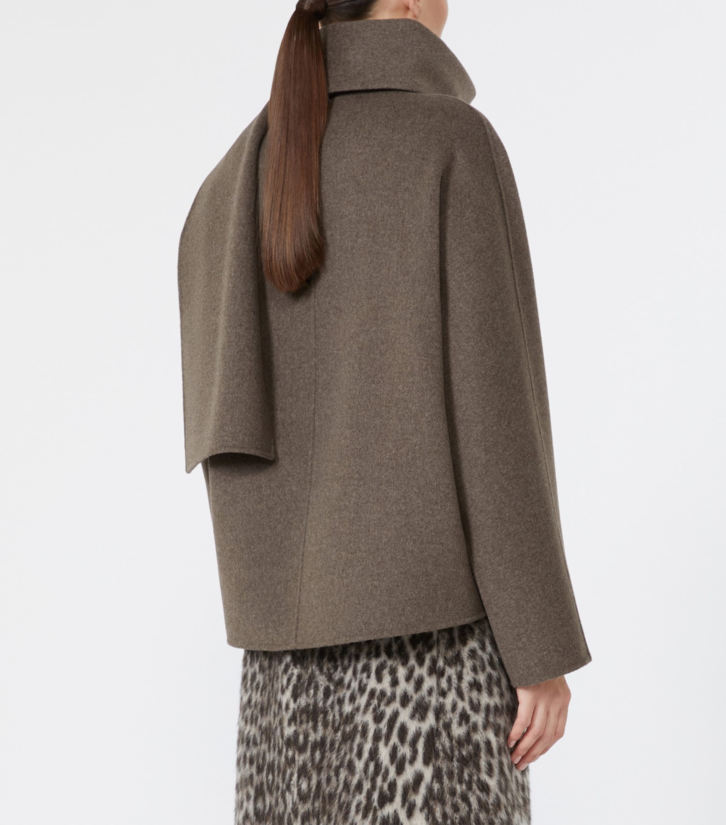 Max Mara Womens Virgin Wool Scarf-Neck Jacket Medium Grey Image 4