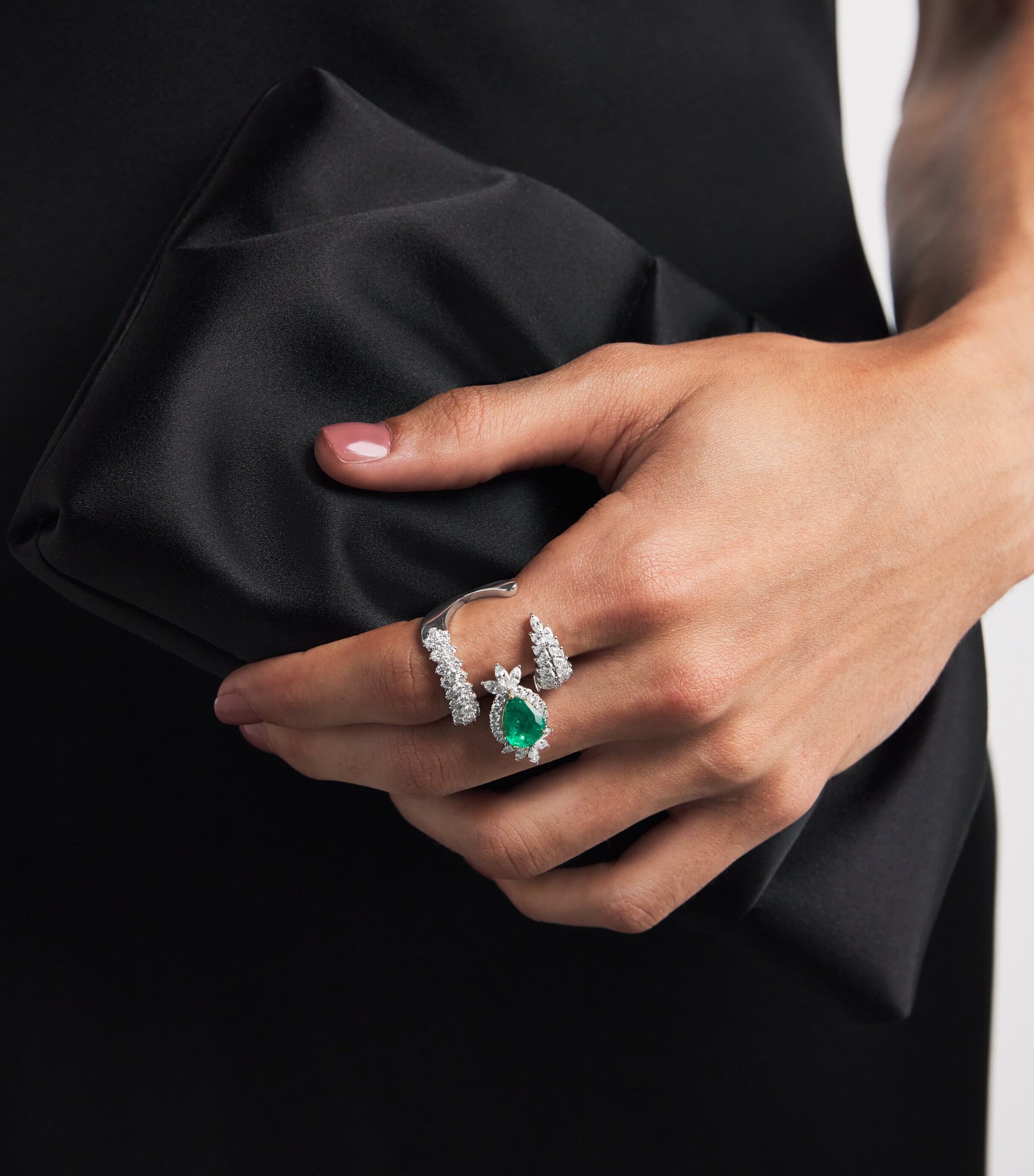 White Gold, Diamond and Emerald Reign Supreme Ring WHITE GOLD Image 2