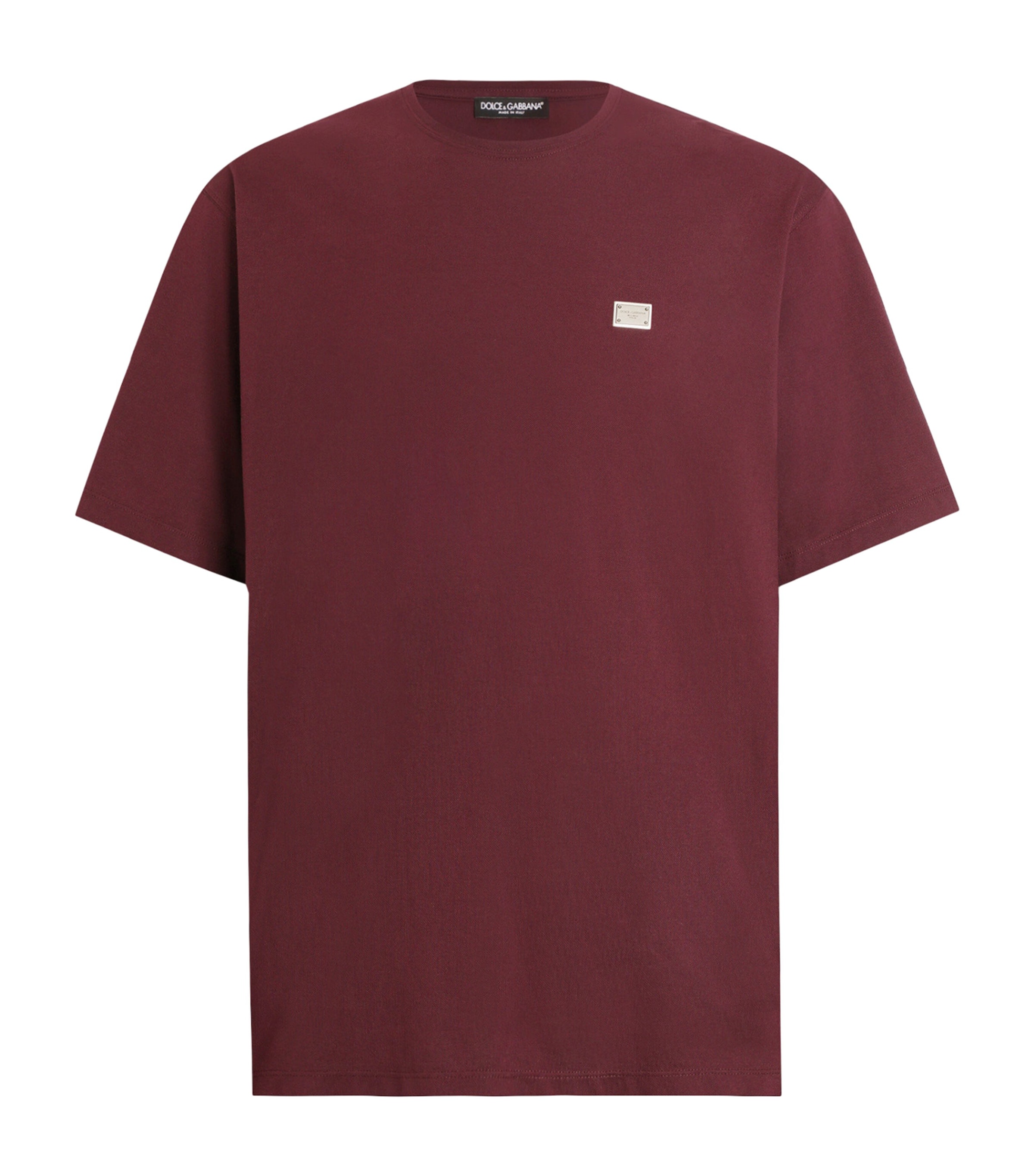 Tシャツ・カットソー Dolce & Gabbana COTTON T-SHIRT WITH LOGO PLAQUE Dolce & Gabbana logo-print Cotton T-shirt | Black | FARFETCH