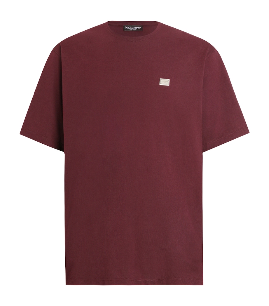 Cotton Logo Plaque T-Shirt F0130-AUBERGINE Image 1