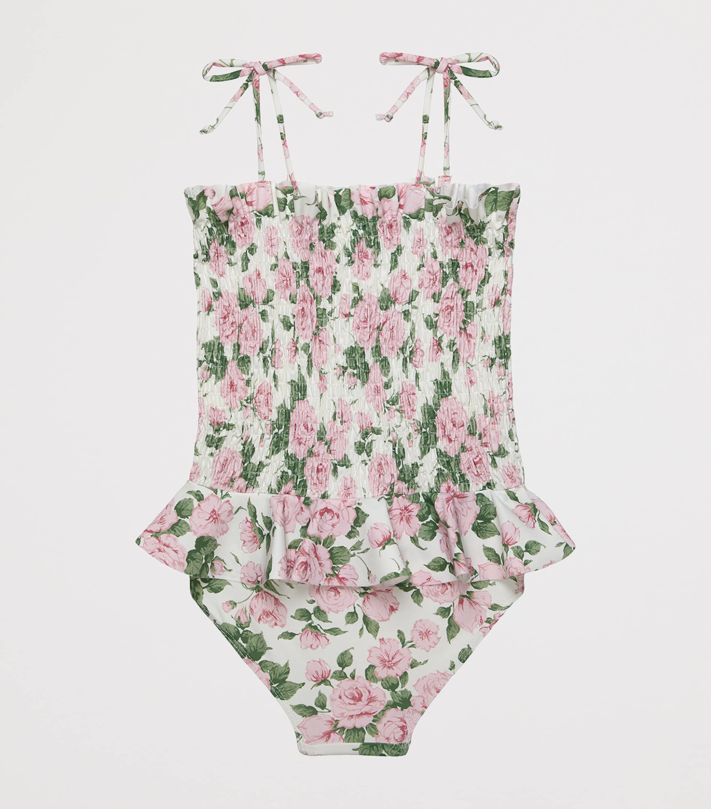 Trotters Ruched Floral Carline Swimsuit (2-5 Years) Pink Carline Rose Image 2