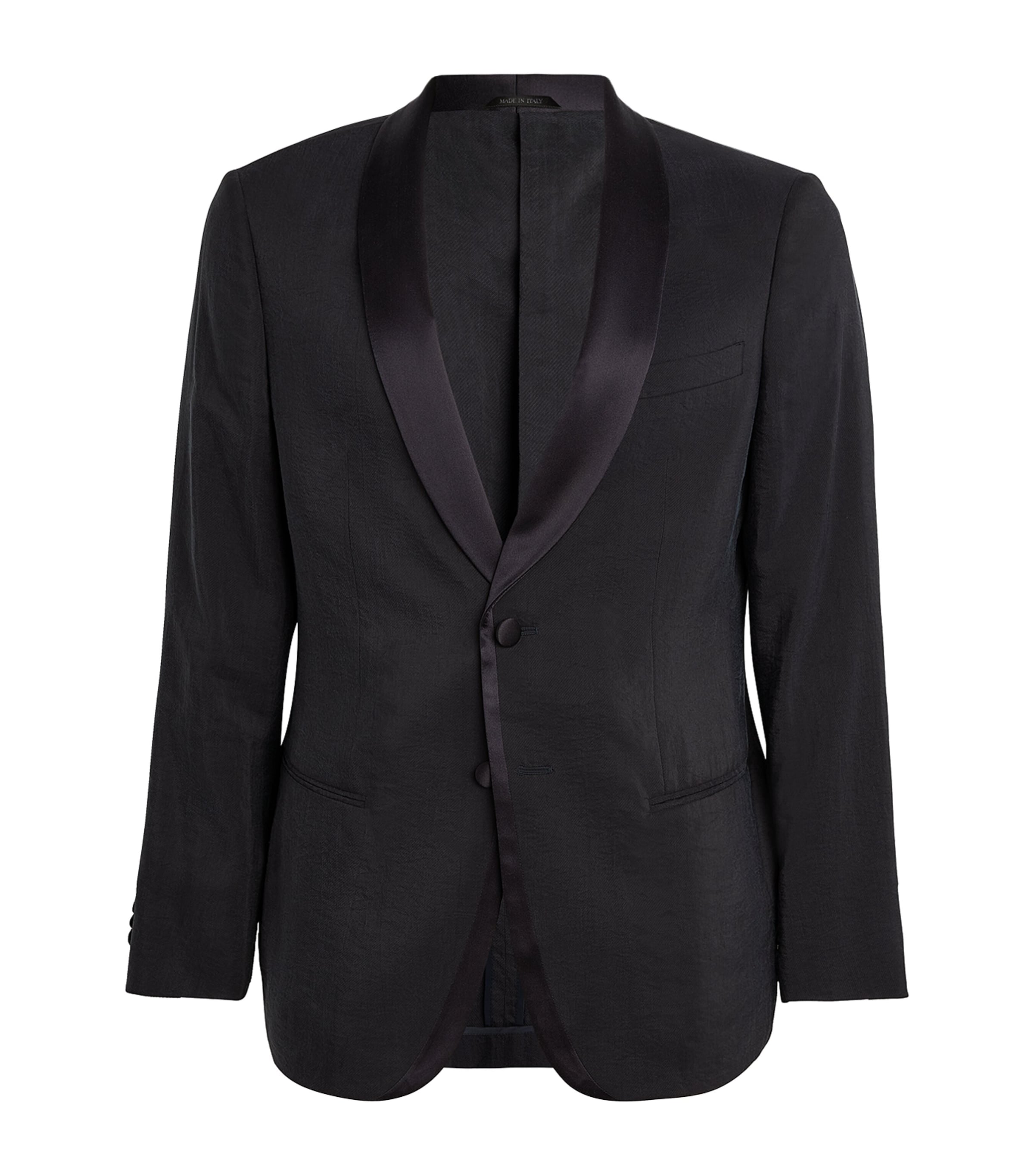 Shop Giorgio Armani Silk-blend Single-breasted Blazer In Blue