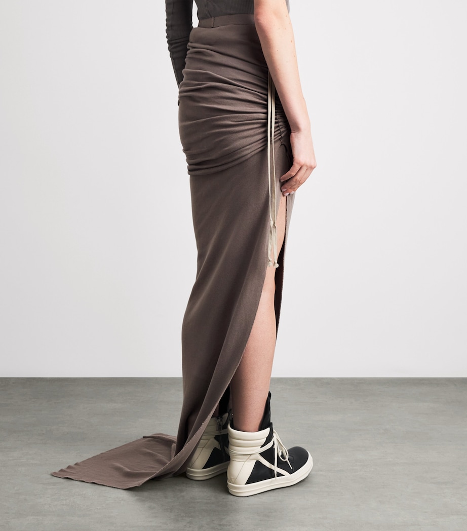 Rick Owens Womens Cotton Edfu Gathered Maxi Skirt Dust Image 5