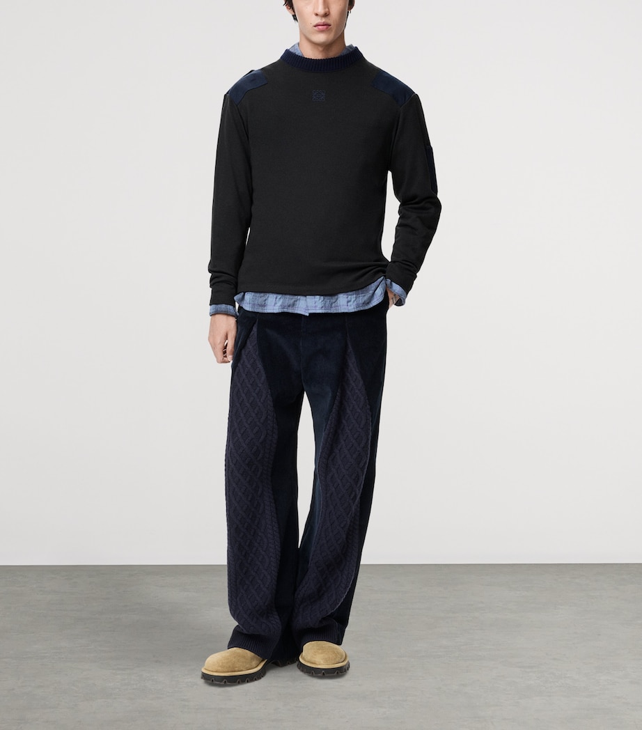 Cotton-Blend Patchwork Sweater ANTHRACITE/DARK NAVY Image 2