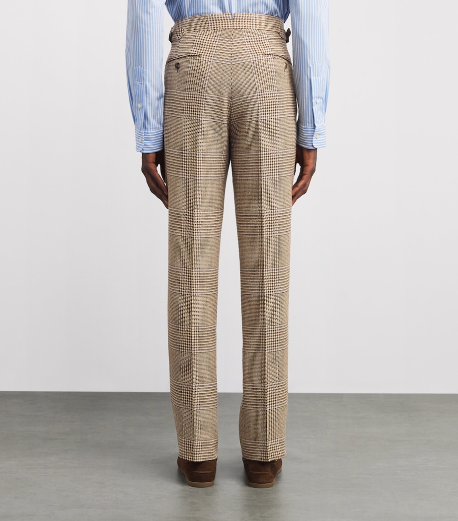 Silk-Blend Glen Plaid Trousers BROWN Image 4