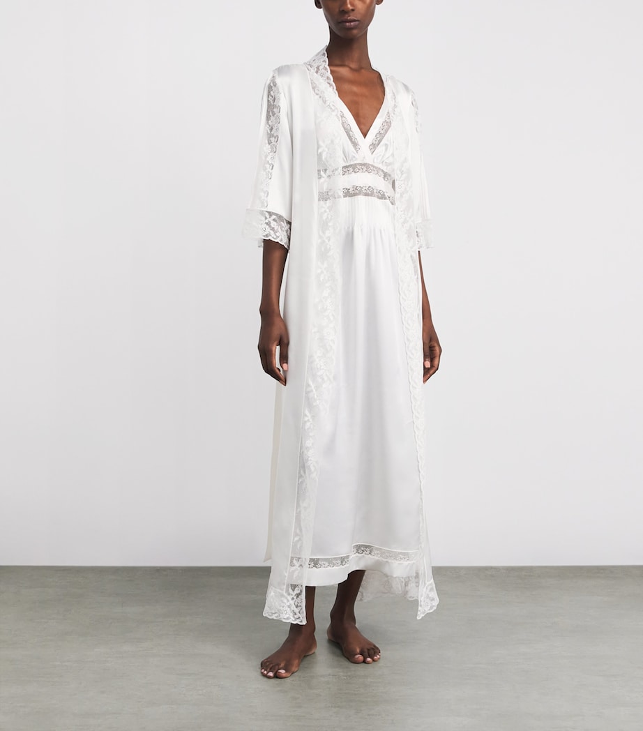 Loretta Caponi Womens Silk Elba Robe Sunrise Image 2
