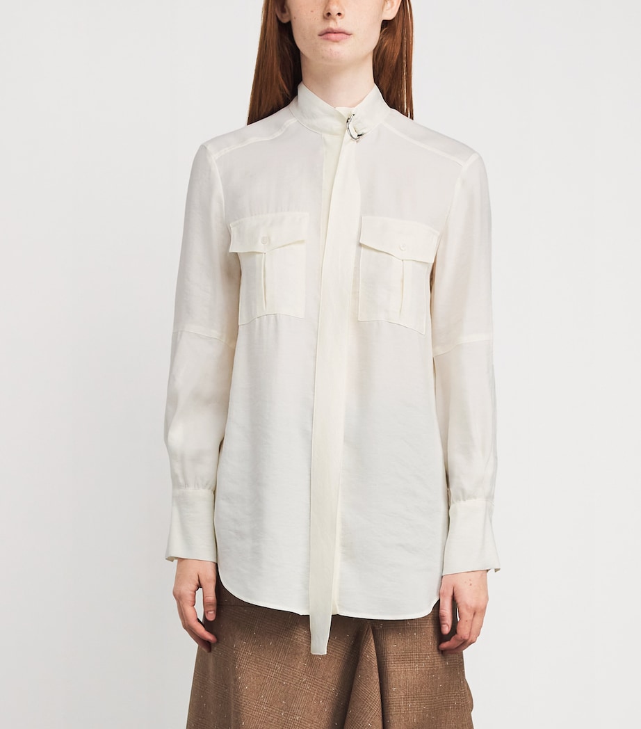 Tie-Neck Shirt WHITE Image 3