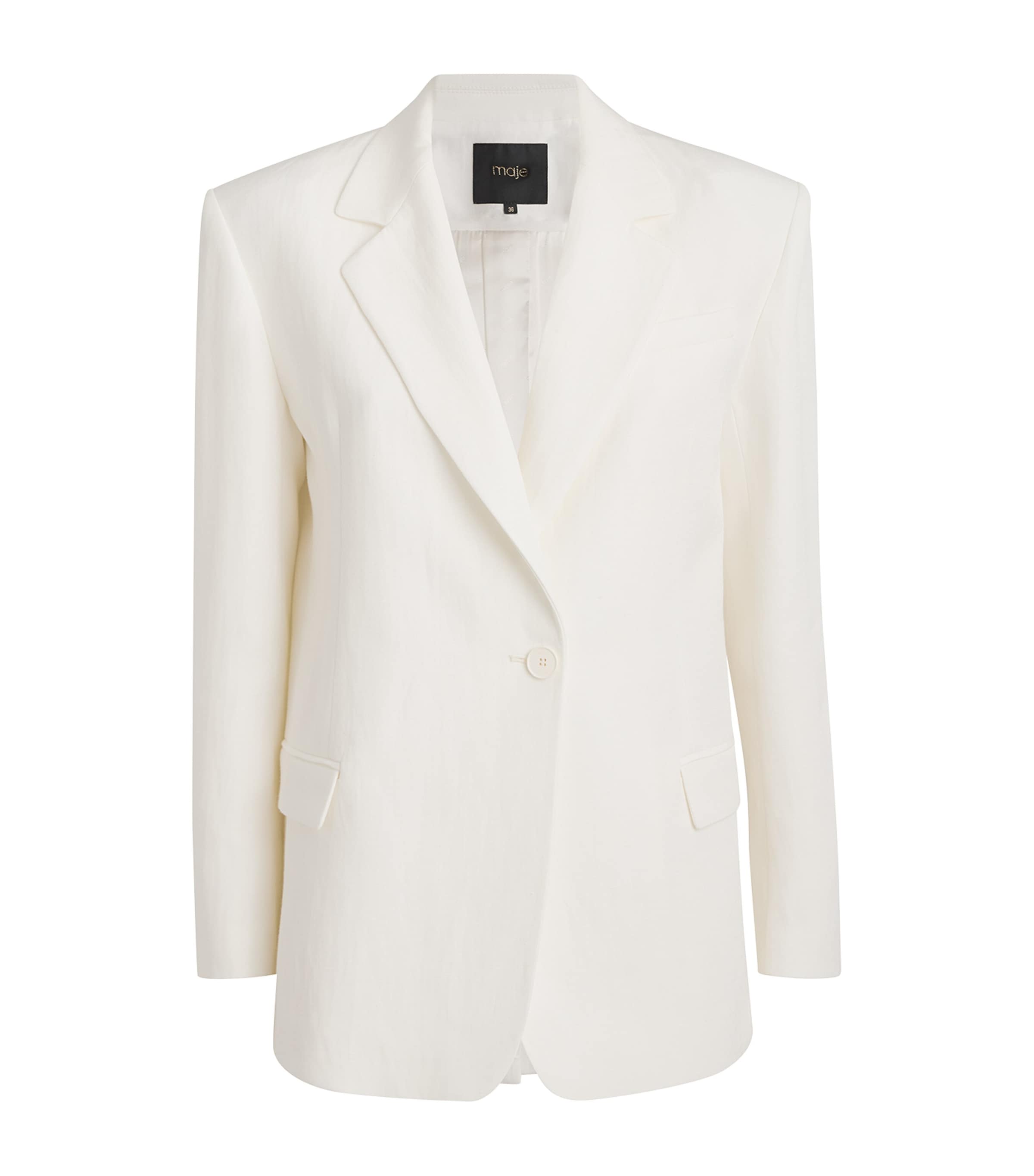 Maje Single-breasted Blazer In White