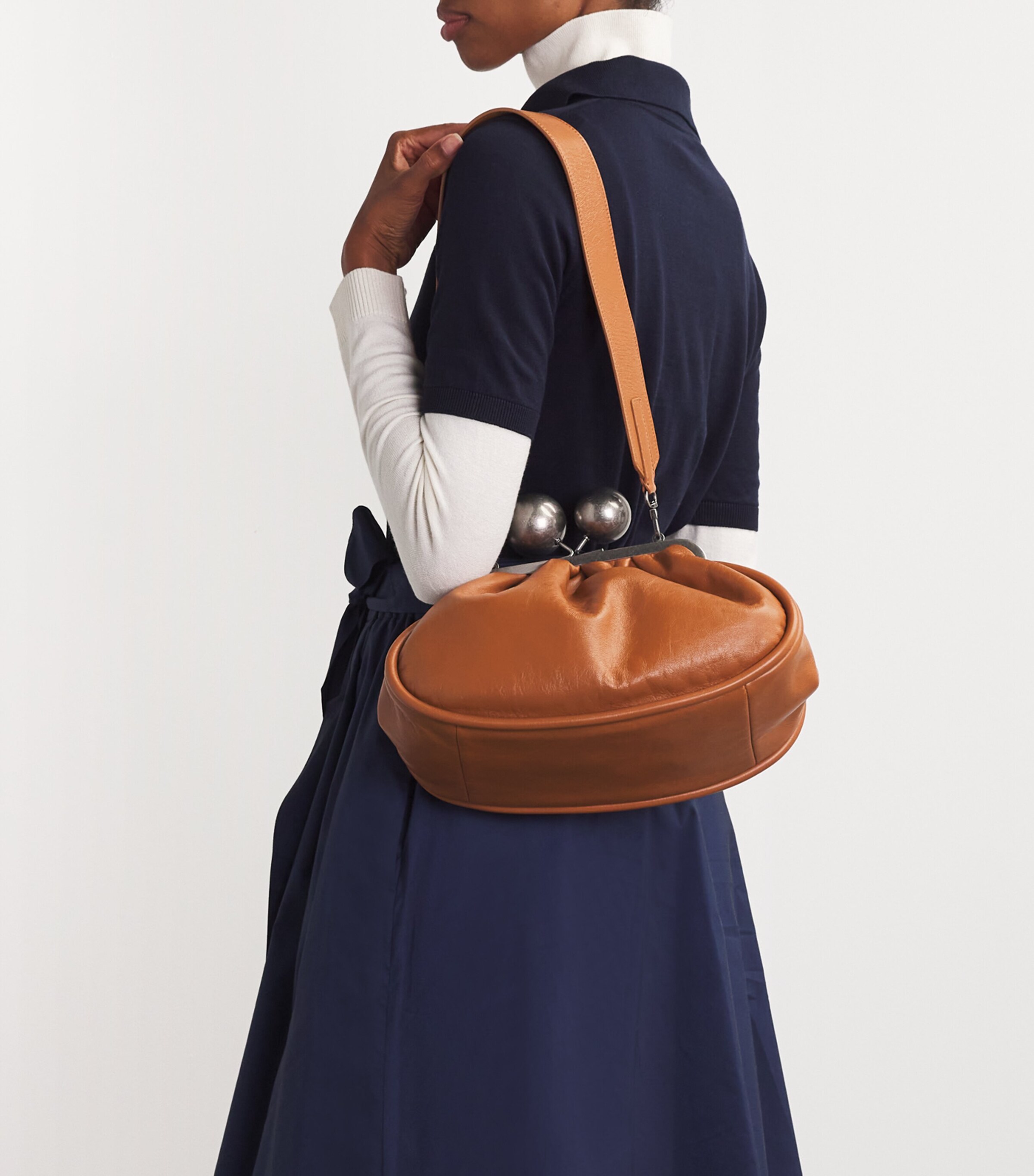 Weekend Max Mara Brown Medium Leather Pasticcino Clutch Bag
