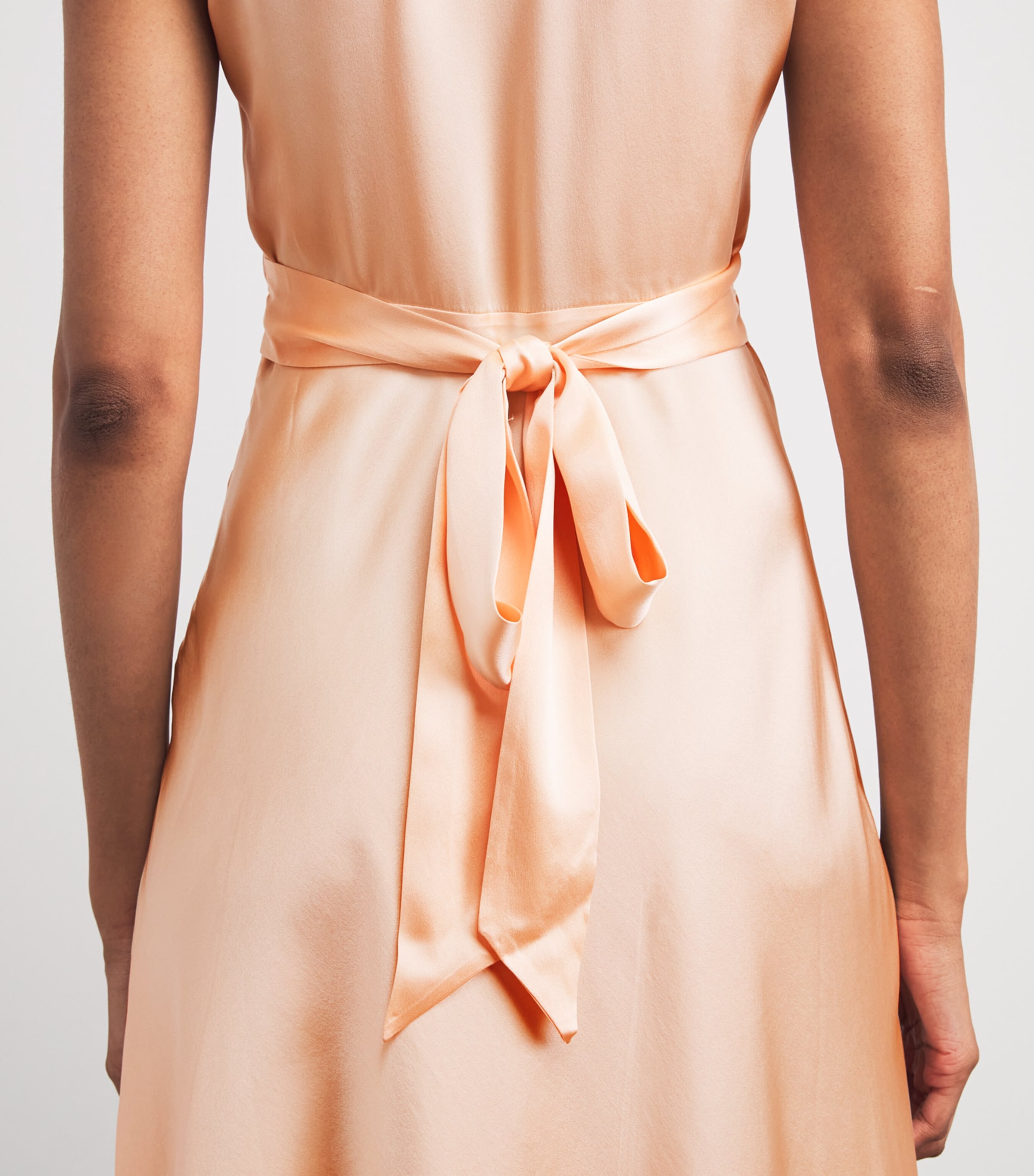 DÔEN Womens Silk-Lace Coraline Midi Dress Peach Sorbet Image 3
