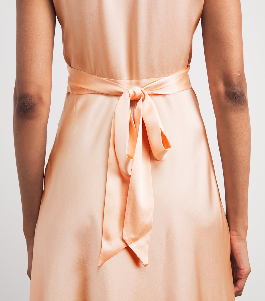 DÔEN Womens Silk-Lace Coraline Midi Dress Peach Sorbet Image 3