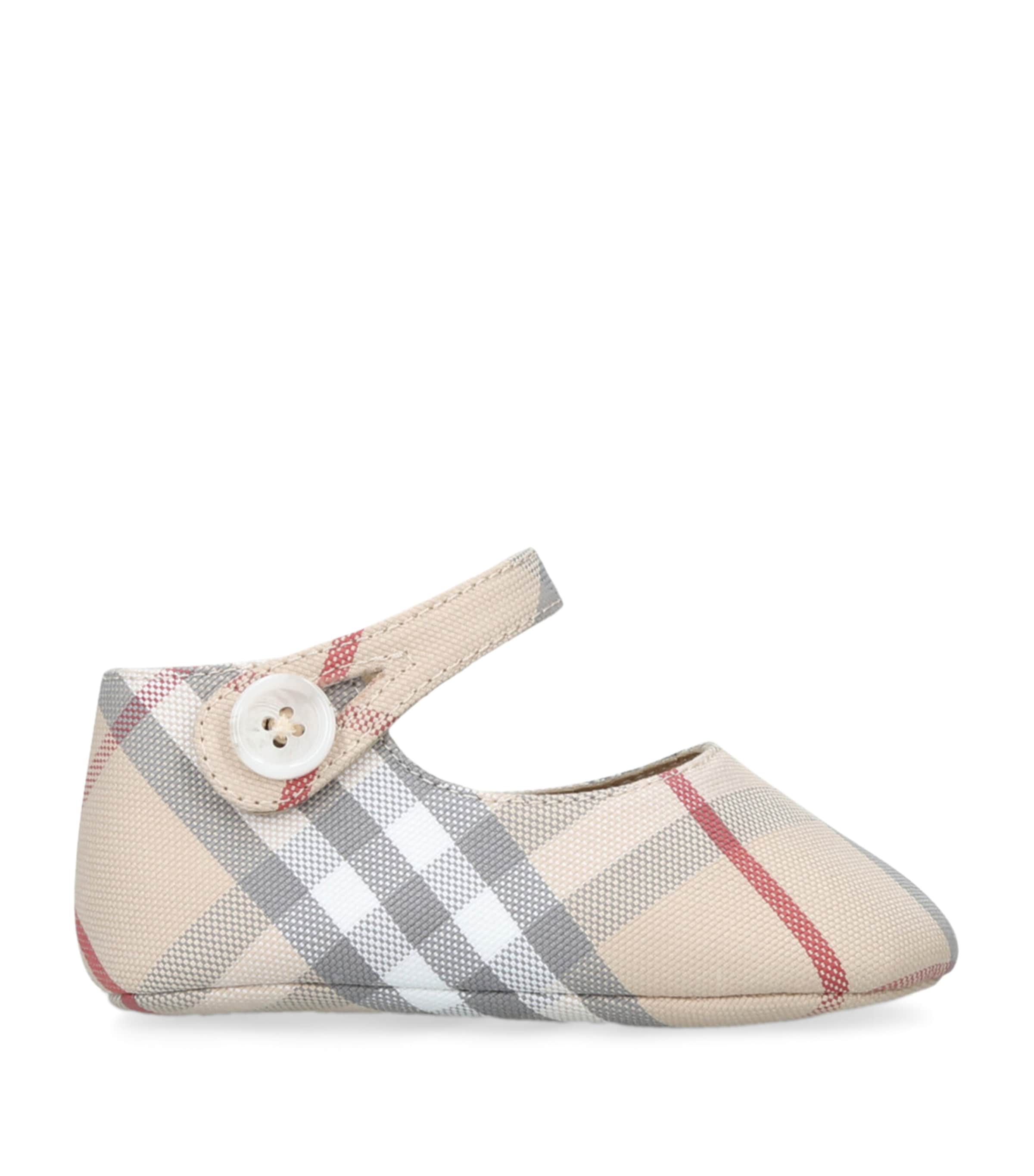 Burberry Beige Mary Jane Ballet Flats For Baby Girl Vintage Check In Beige