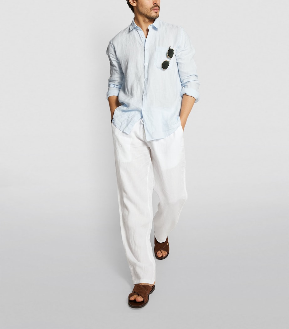 Linen Drawstring Trousers 010 WHITE Image 4