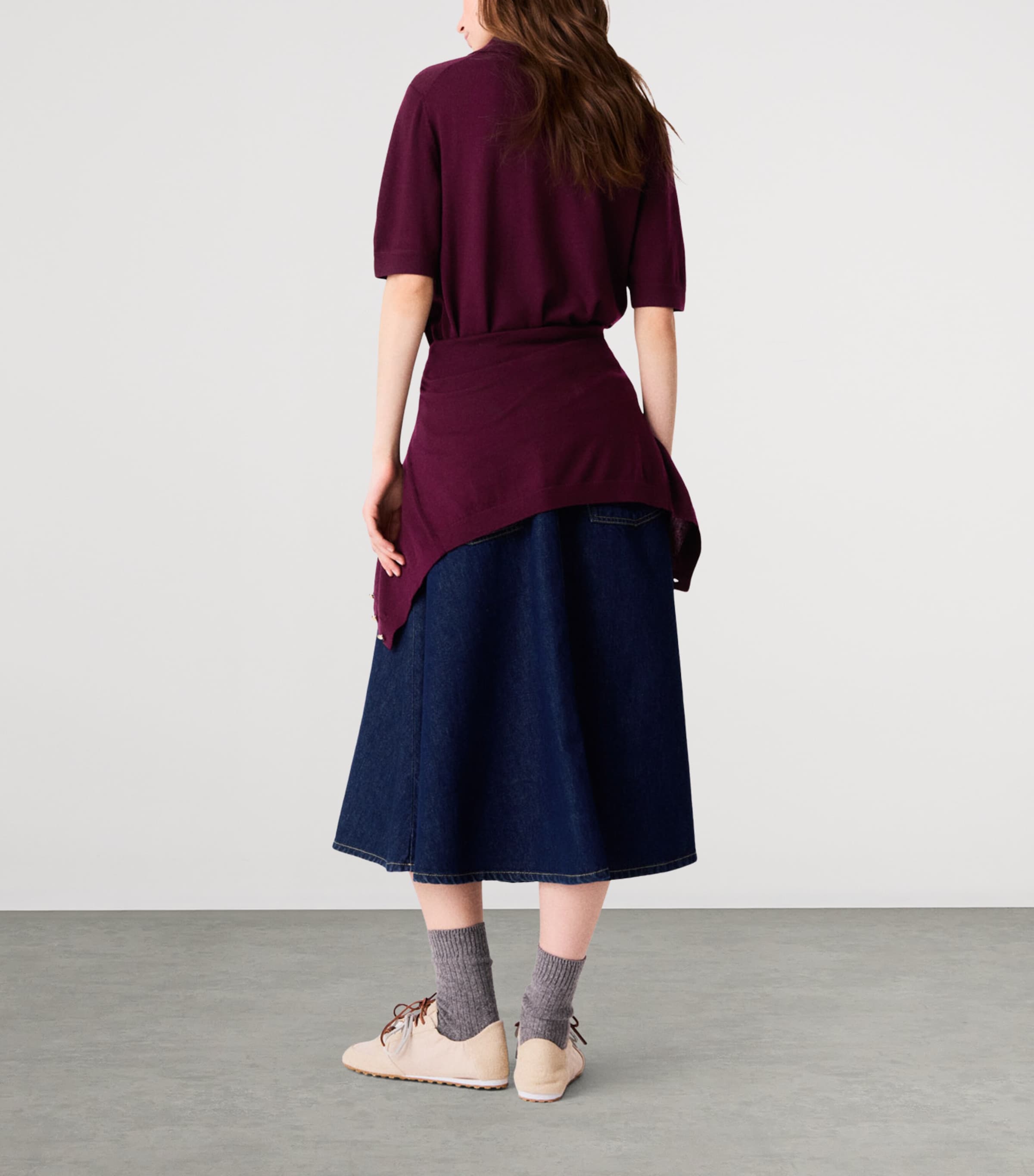 Maje Womens Wool Polo Sweater Eggplant Image 4