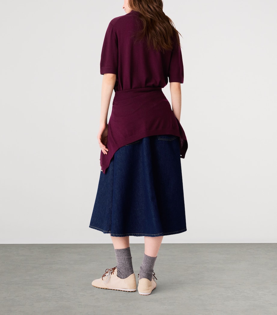 Maje Womens Wool Polo Sweater Eggplant Image 4