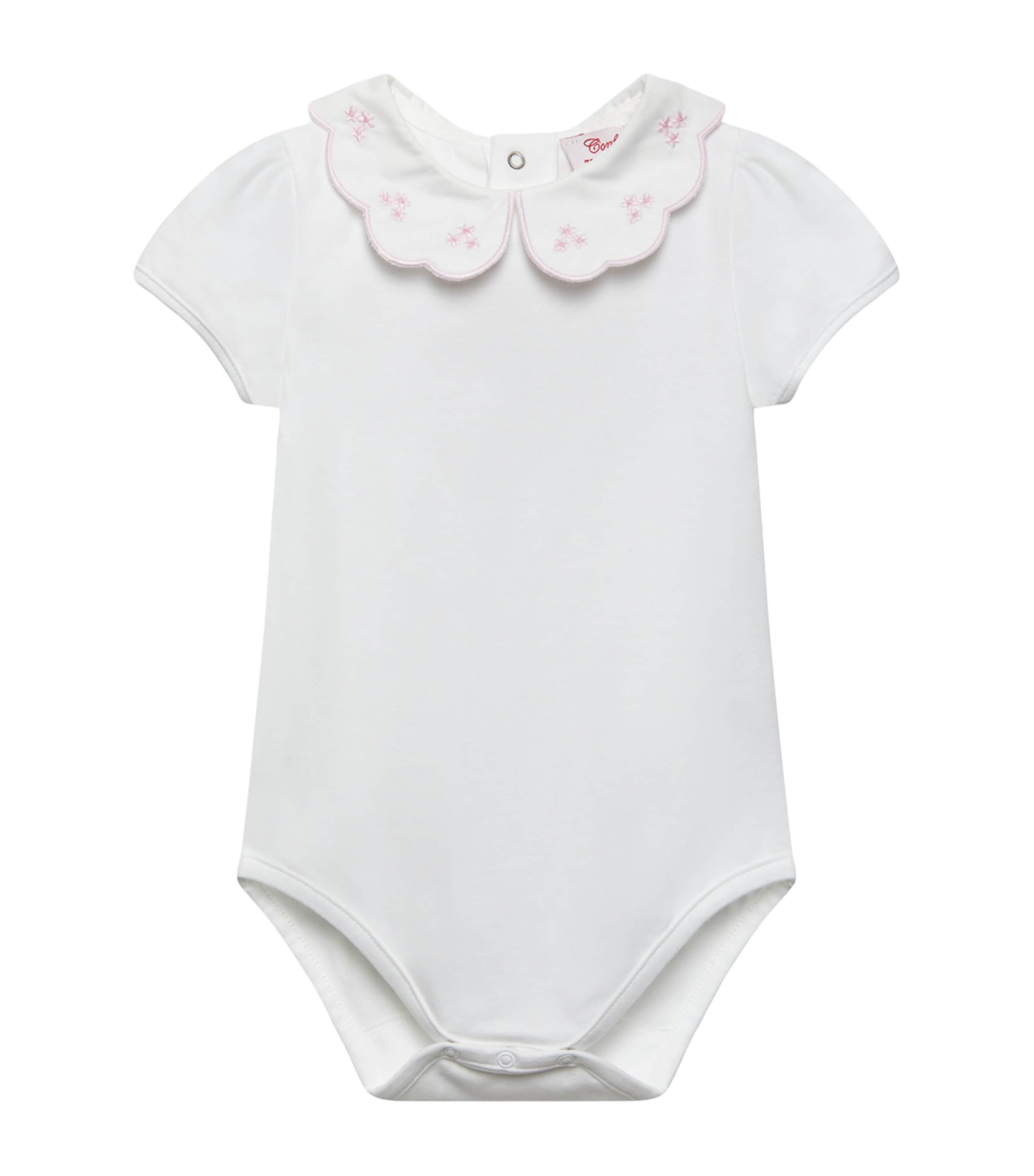 Trotters Cotton Embroidered Ava Bodysuit In Pink