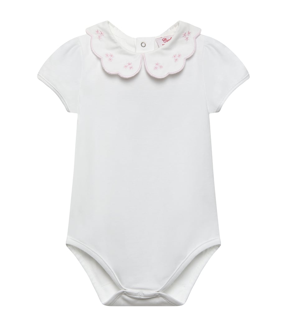 Cotton Embroidered Ava Bodysuit (3-24 Months) WHITE / PINK Image 1