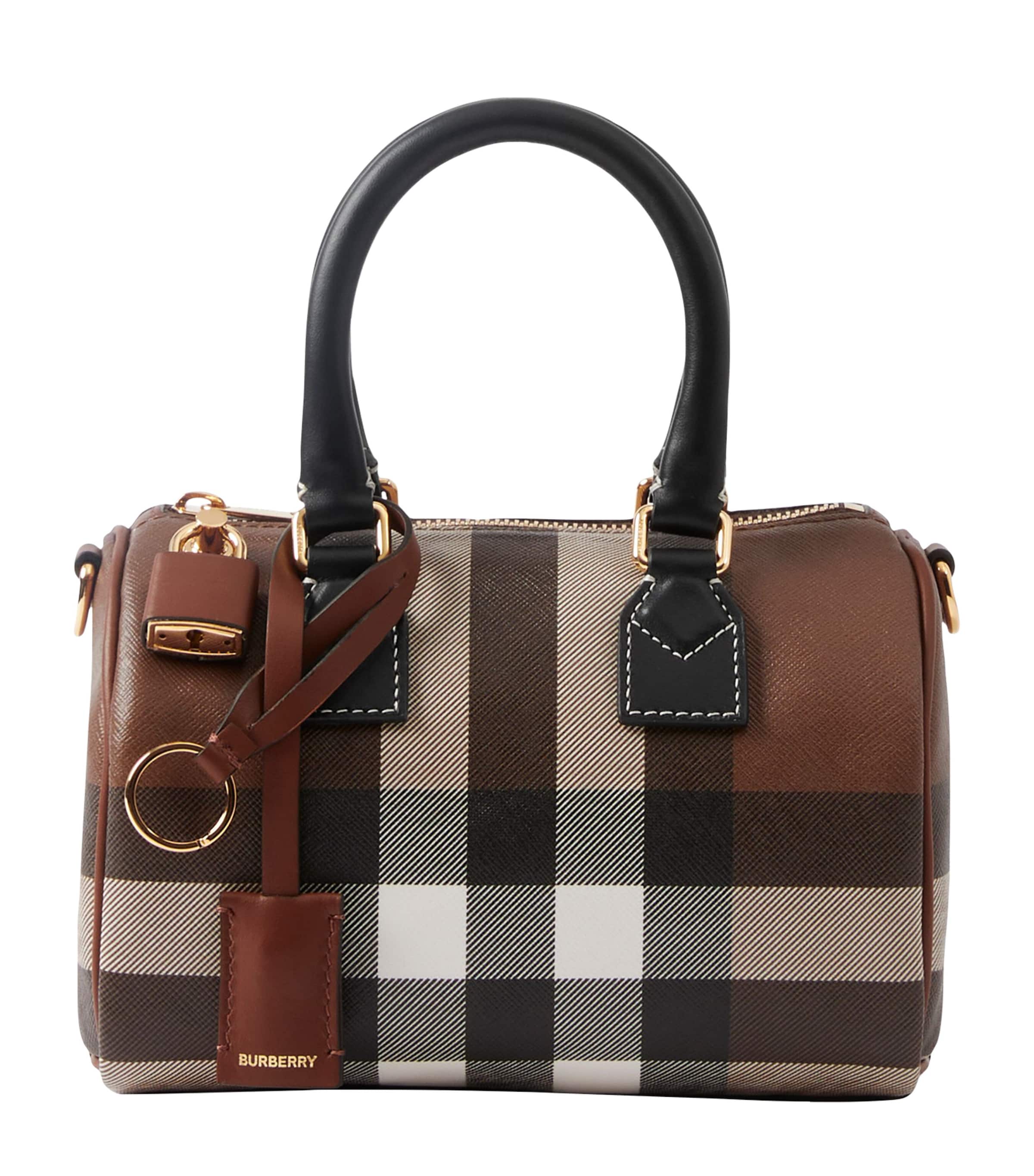 Burberry Mini Check Bowling Bag Dark Birch Brown Chk Image 1
