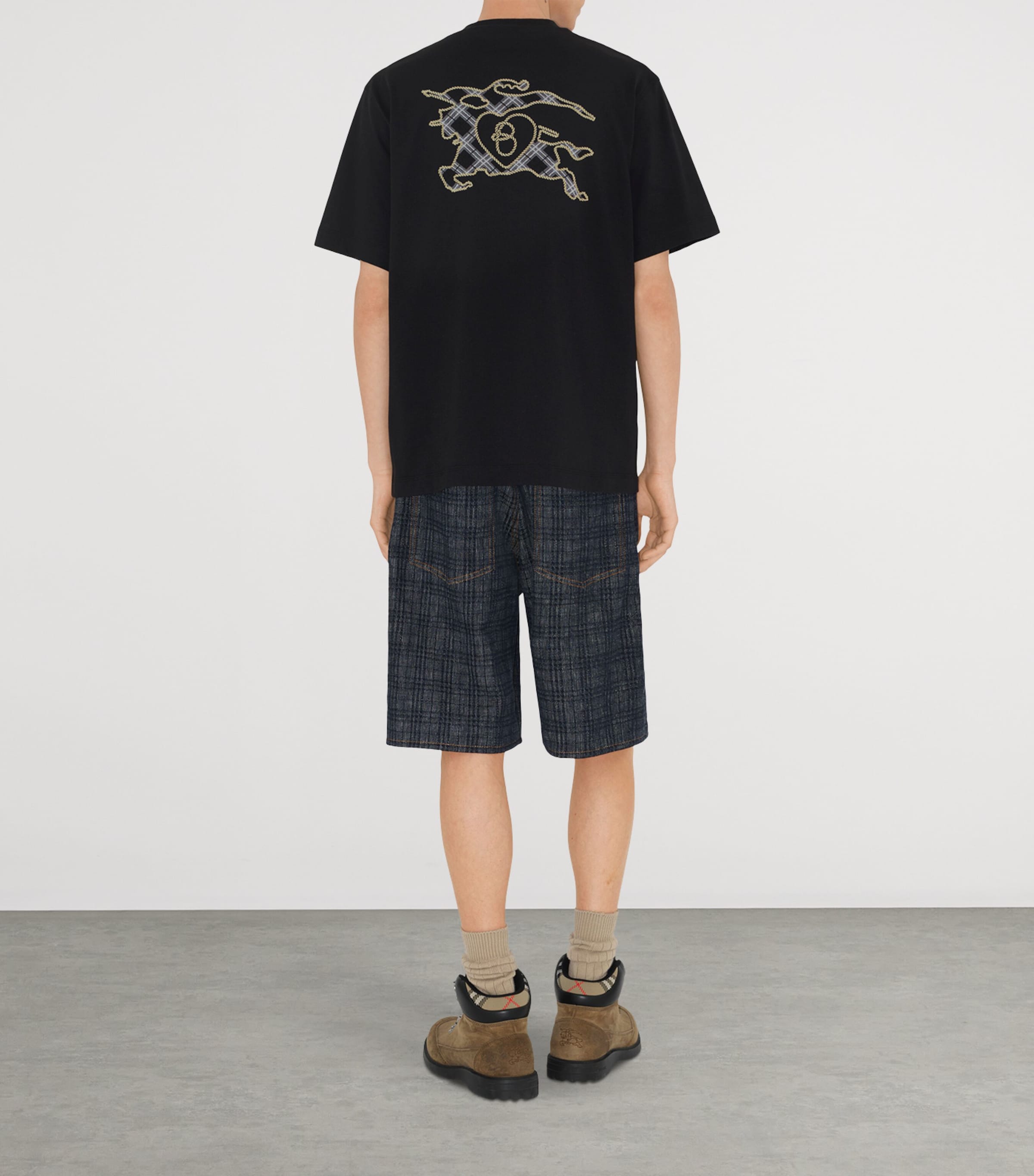 Cotton Embroidered T-Shirt BLACK Image 4