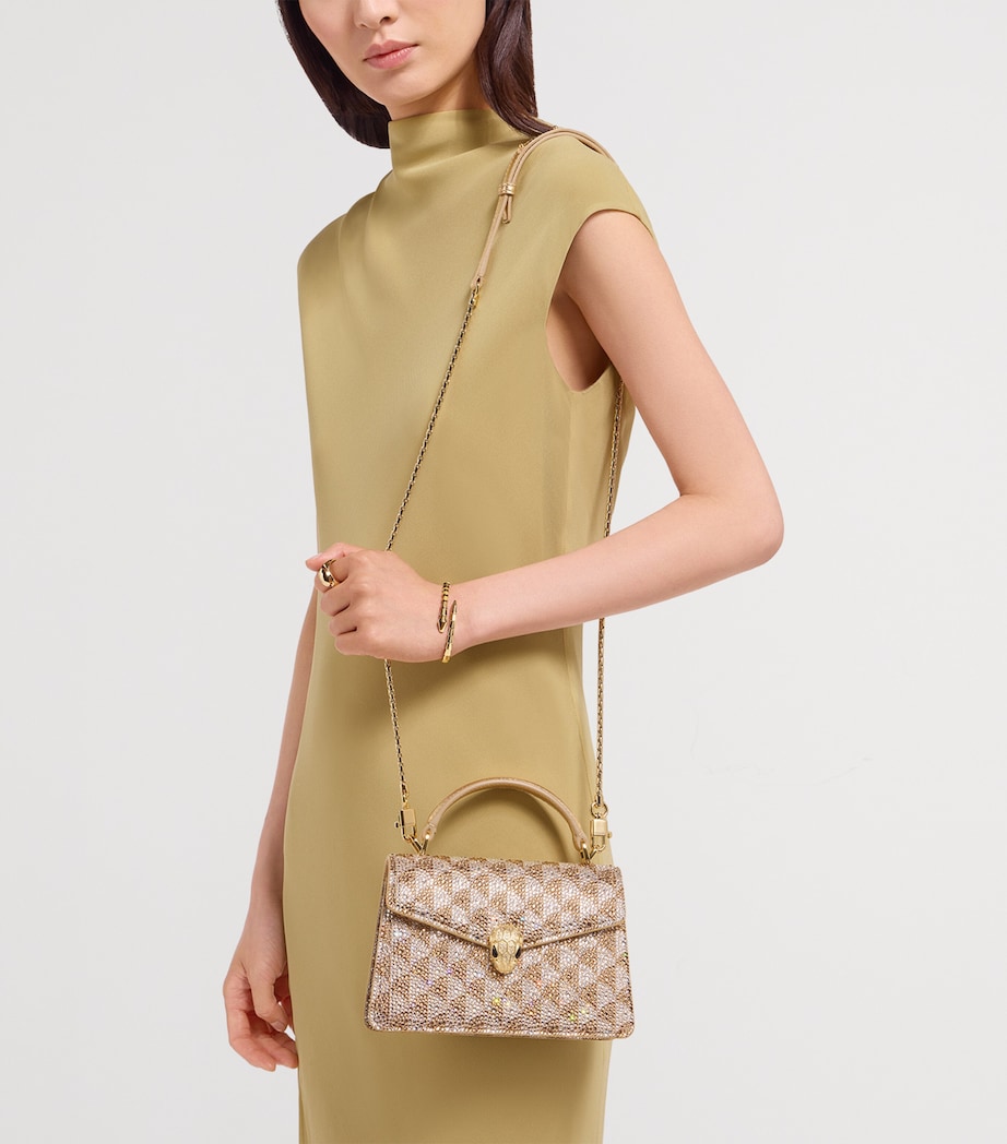 Mini Leather Serpenti Forever Top-Handle Bag SILVER Image 4