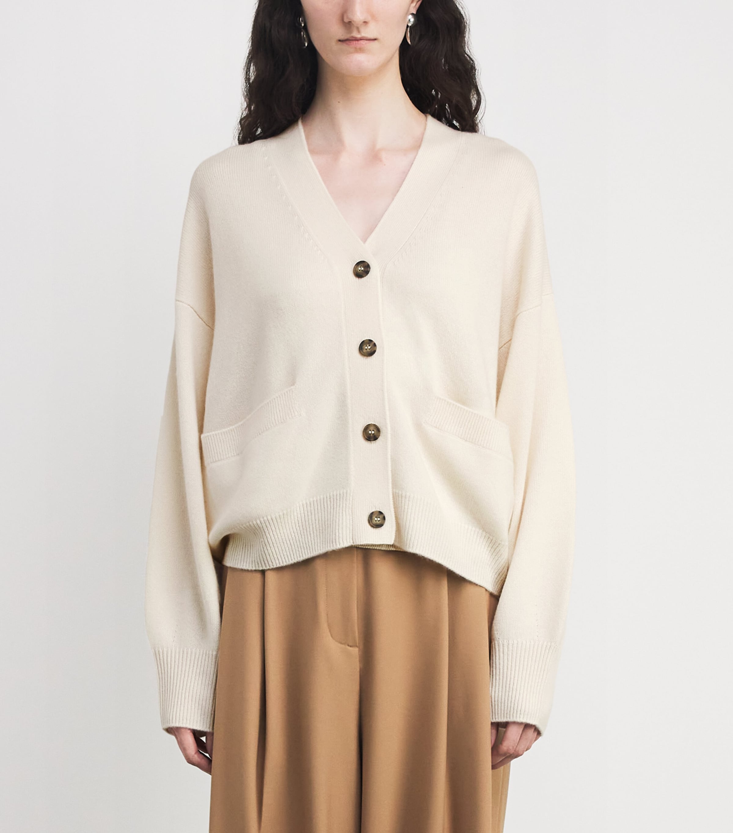 Le Kasha Womens Organic Cashmere Cardigan White Image 4