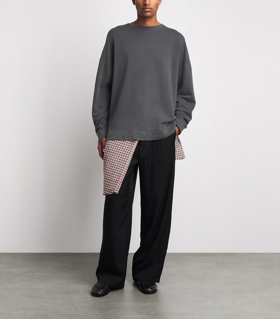 Our Legacy Mens Cotton-Linen-Blend Slack Sweatshirt Washed Blk Rgu Lopbk Image 2