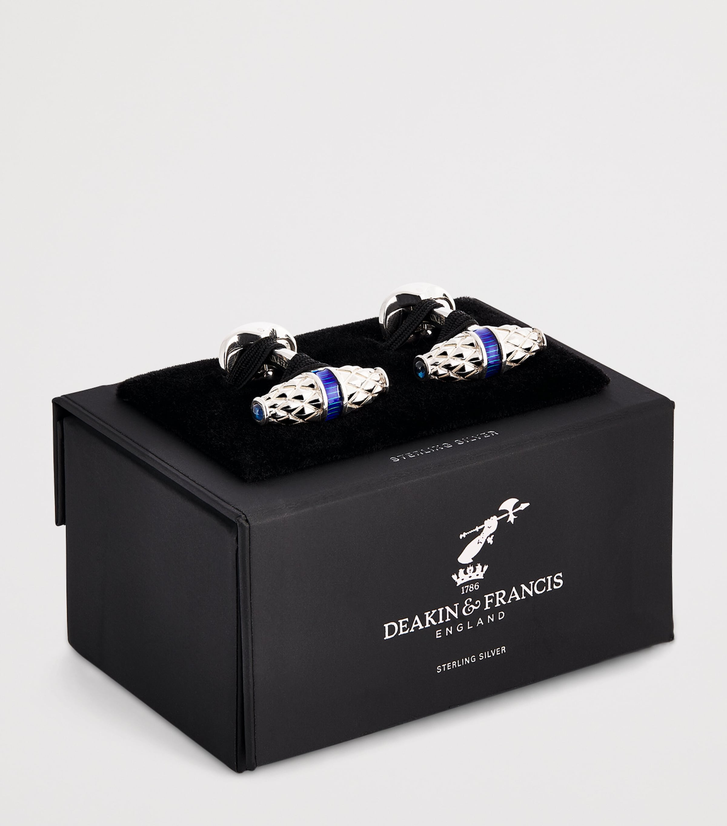 Sterling Silver Sapphire-Trim Cufflinks BLUE Image 3