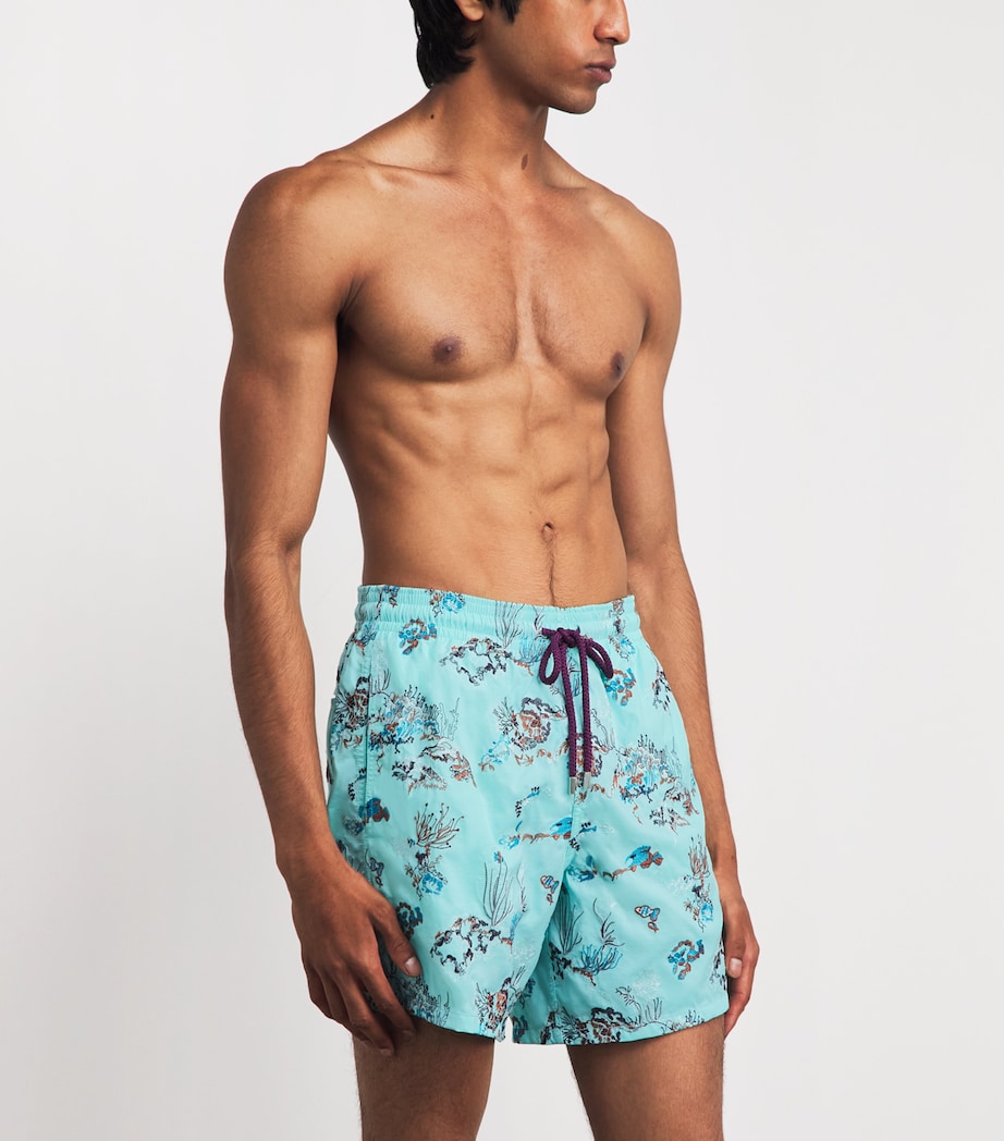 Vilebrequin Mens Reef-Embroidered Mistral Swim Shorts Oxygene Image 3