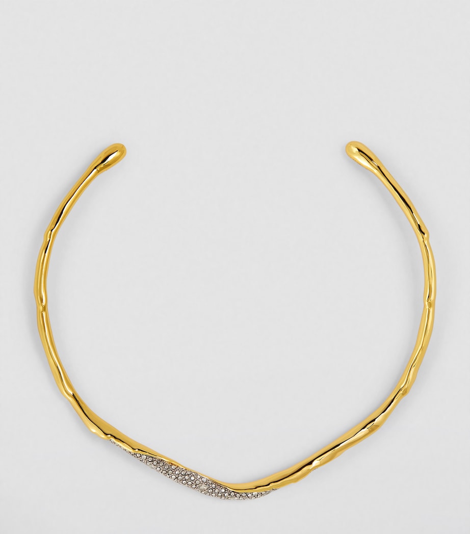 Gold-Plated Solanales Skinny Collar Necklace CRYSTALS Image 2