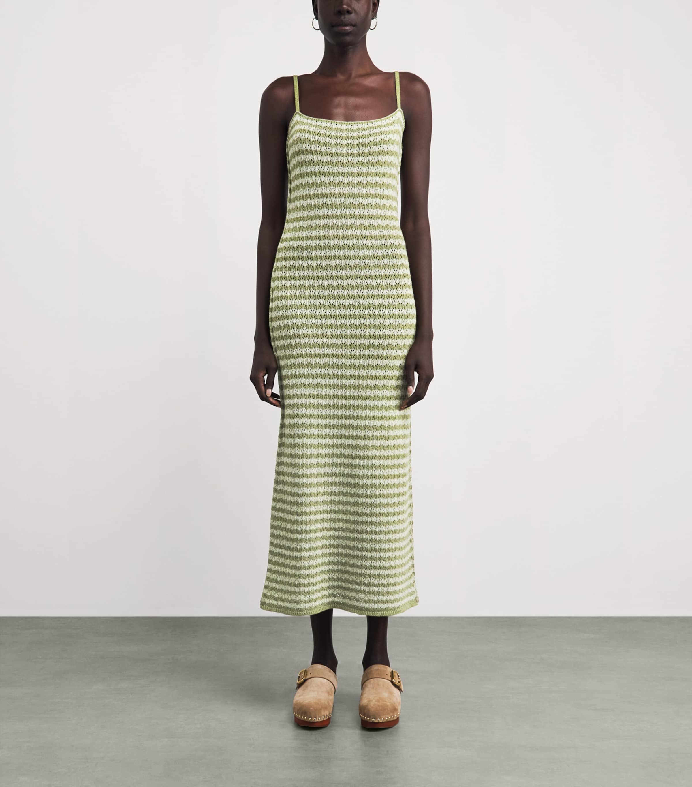 Barrie Womens Cashmere Stripe Midi Dress Chntily/drk Mlt Image 4