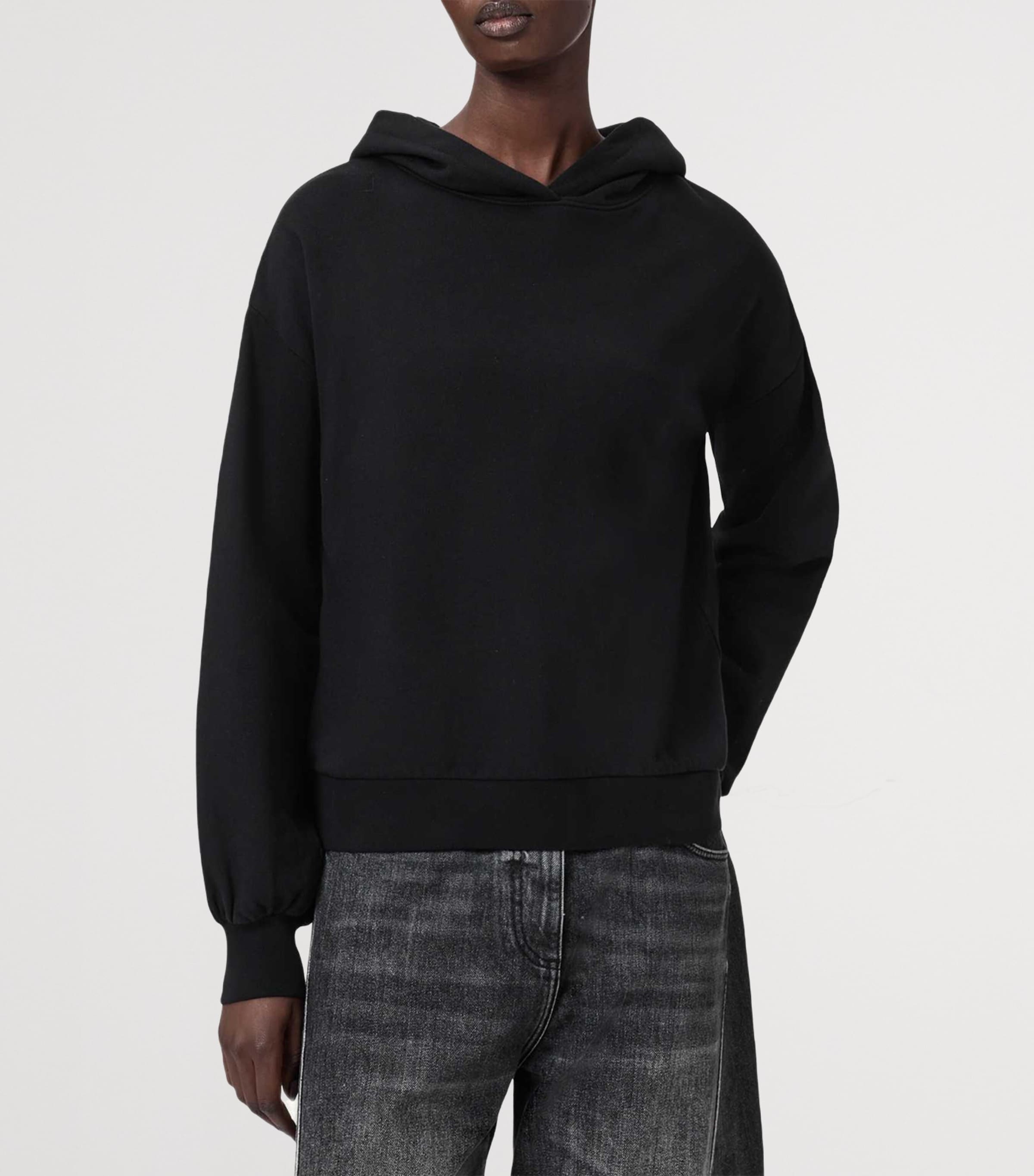 Organic Cotton Zinc Oversized Rhian Hoodie BLACK Image 4