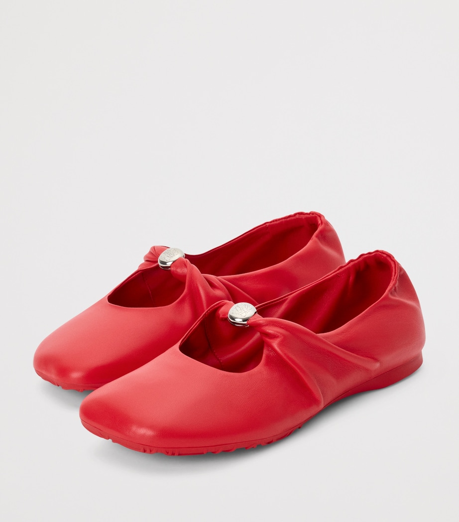 LOEWE Leather Pebble Soft Ballet Flats Red Image 3