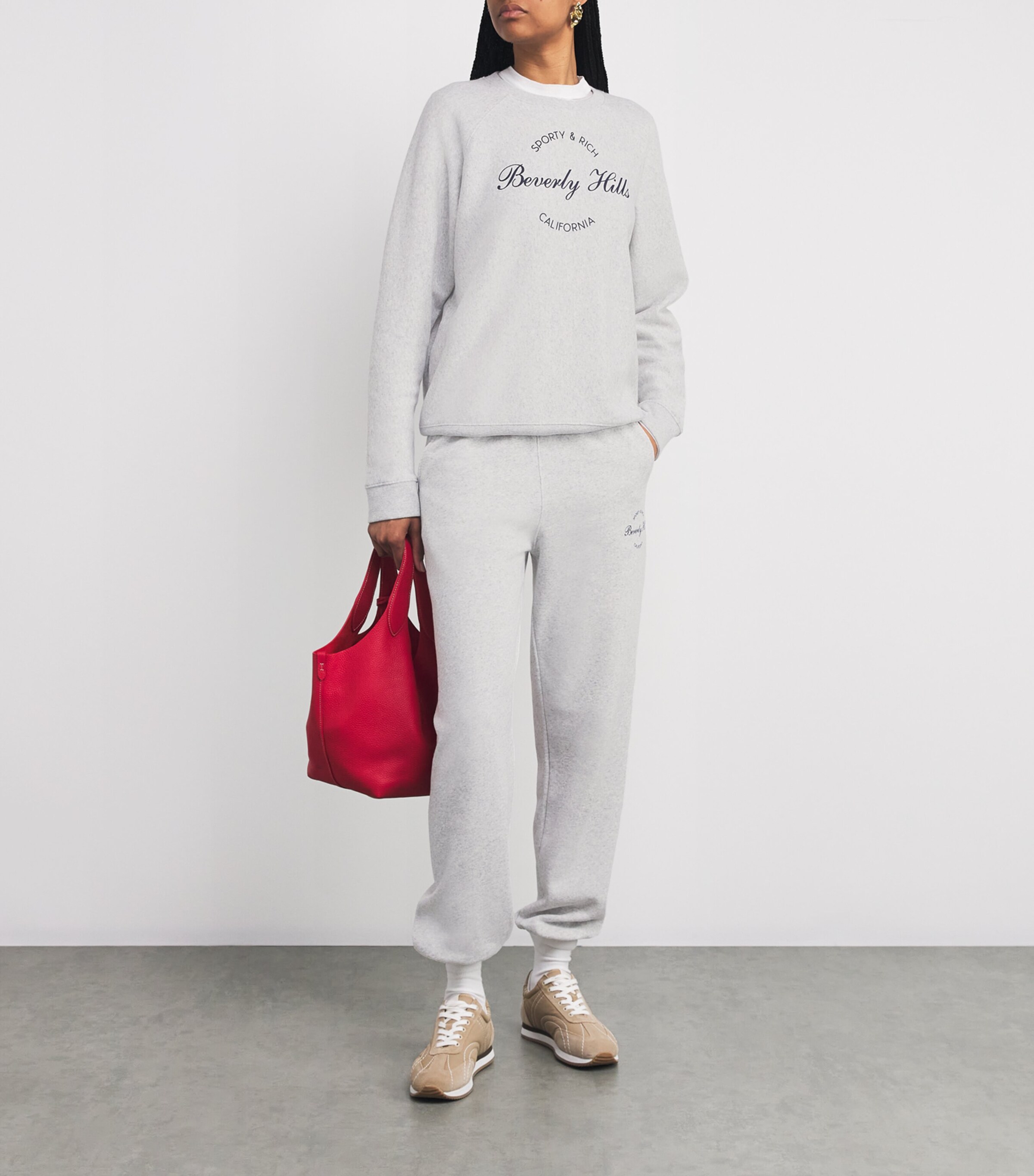 Sporty & Rich Womens Beverly Hills Script Sweatpants Heather Gray Image 2