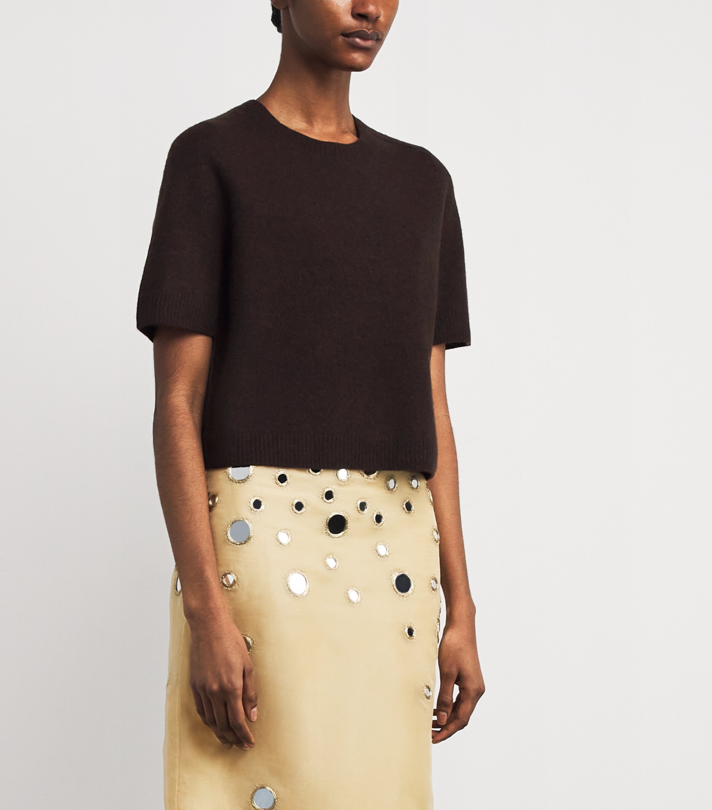 ME+EM Womens Felted Merino Wool T-Shirt Chocolate M Lange Image 3